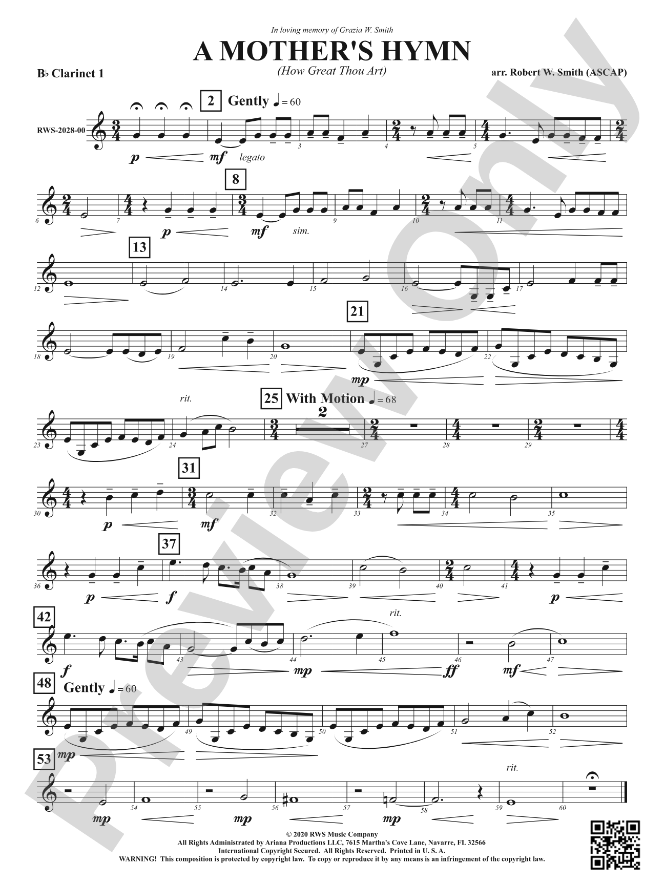 A Mother's Hymn - How Great Thou Art: 1st B-flat Clarinet