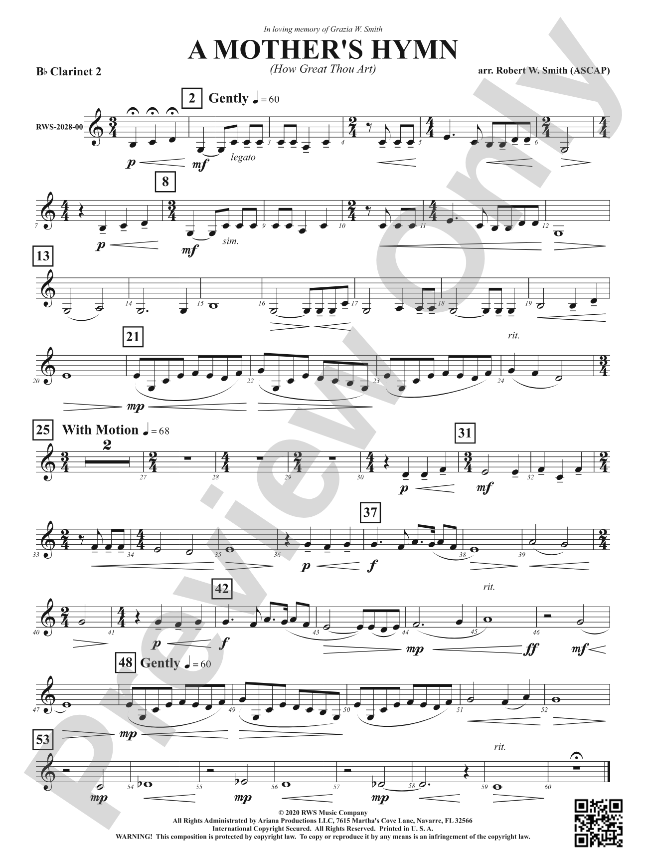A Mother's Hymn - How Great Thou Art: 2nd B-flat Clarinet