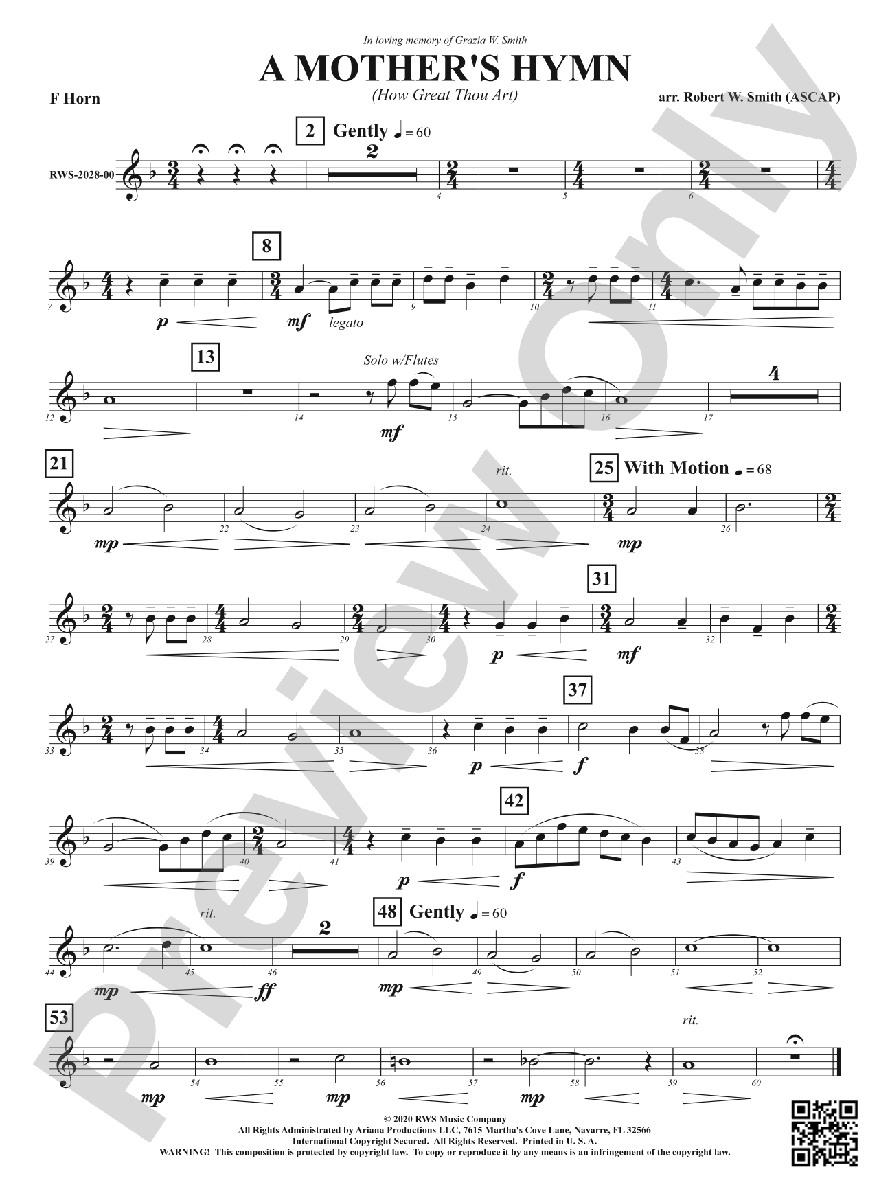 A Mother's Hymn - How Great Thou Art: 1st F Horn