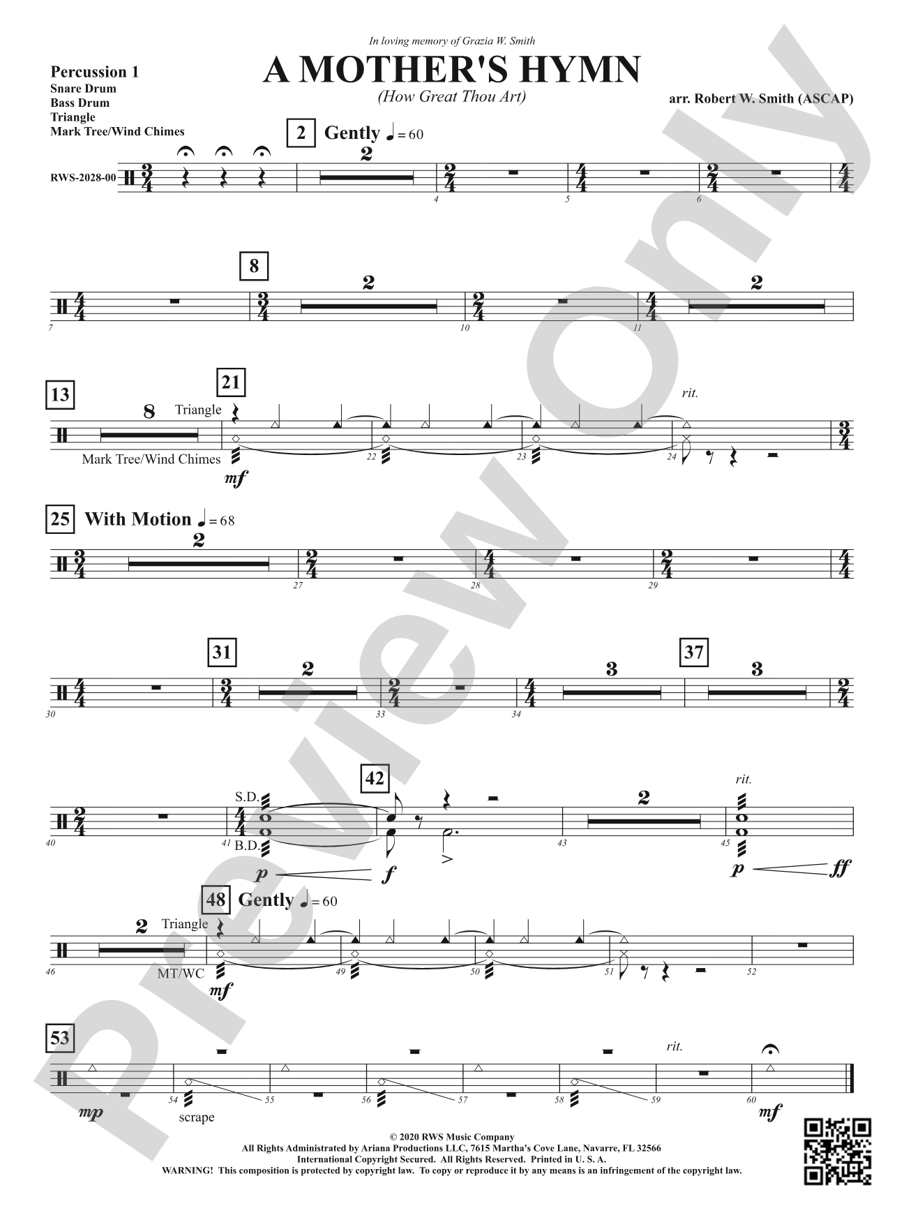 A Mother's Hymn - How Great Thou Art: 1st Percussion