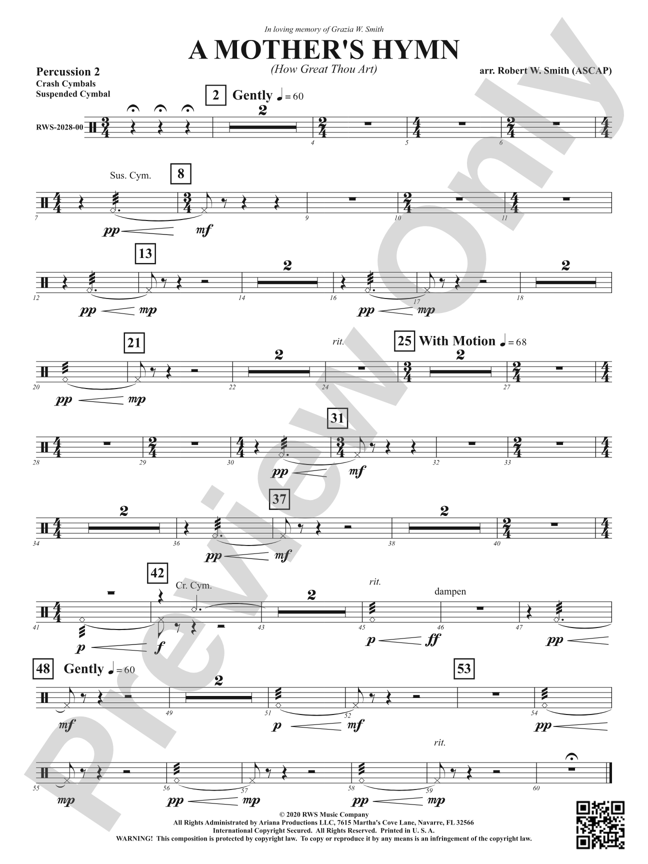 A Mother's Hymn - How Great Thou Art: 2nd Percussion