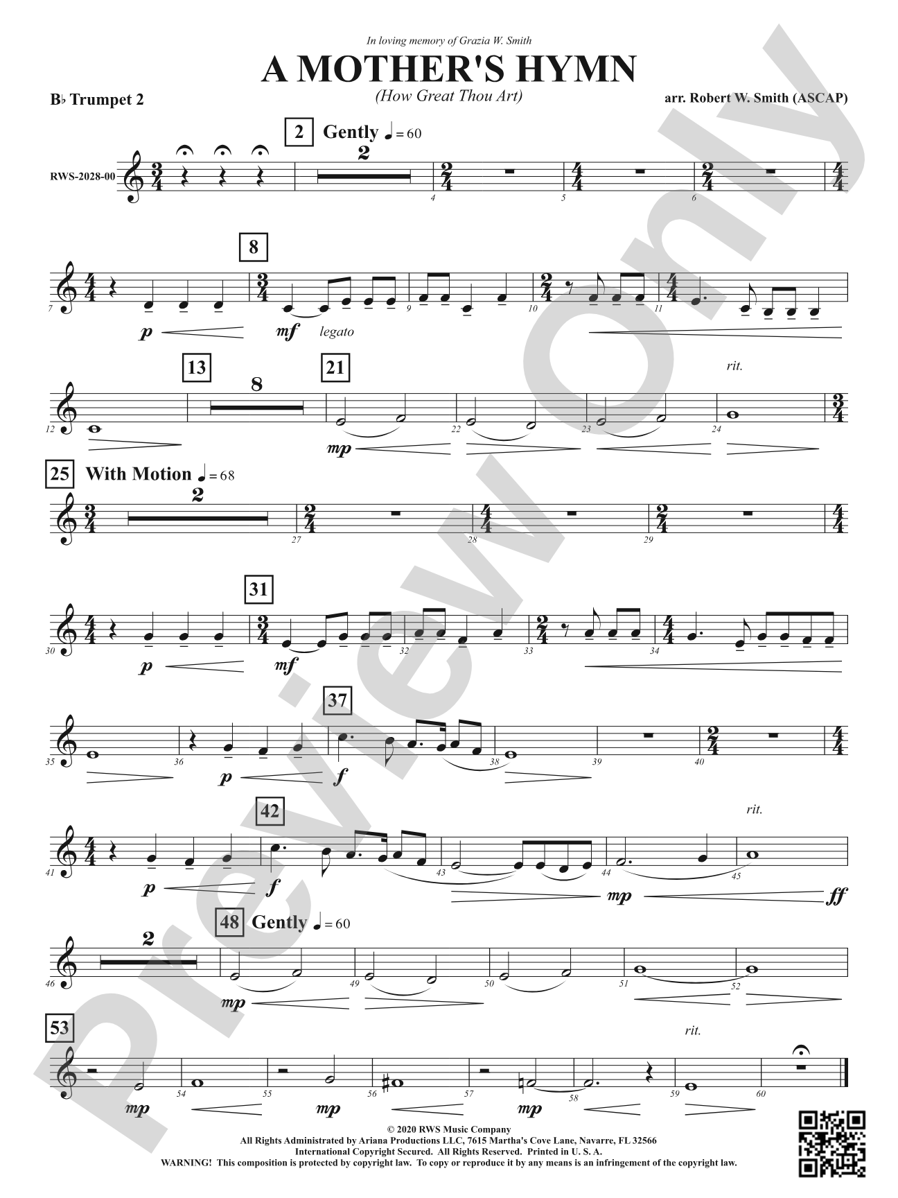 A Mother's Hymn - How Great Thou Art: 2nd B-flat Trumpet