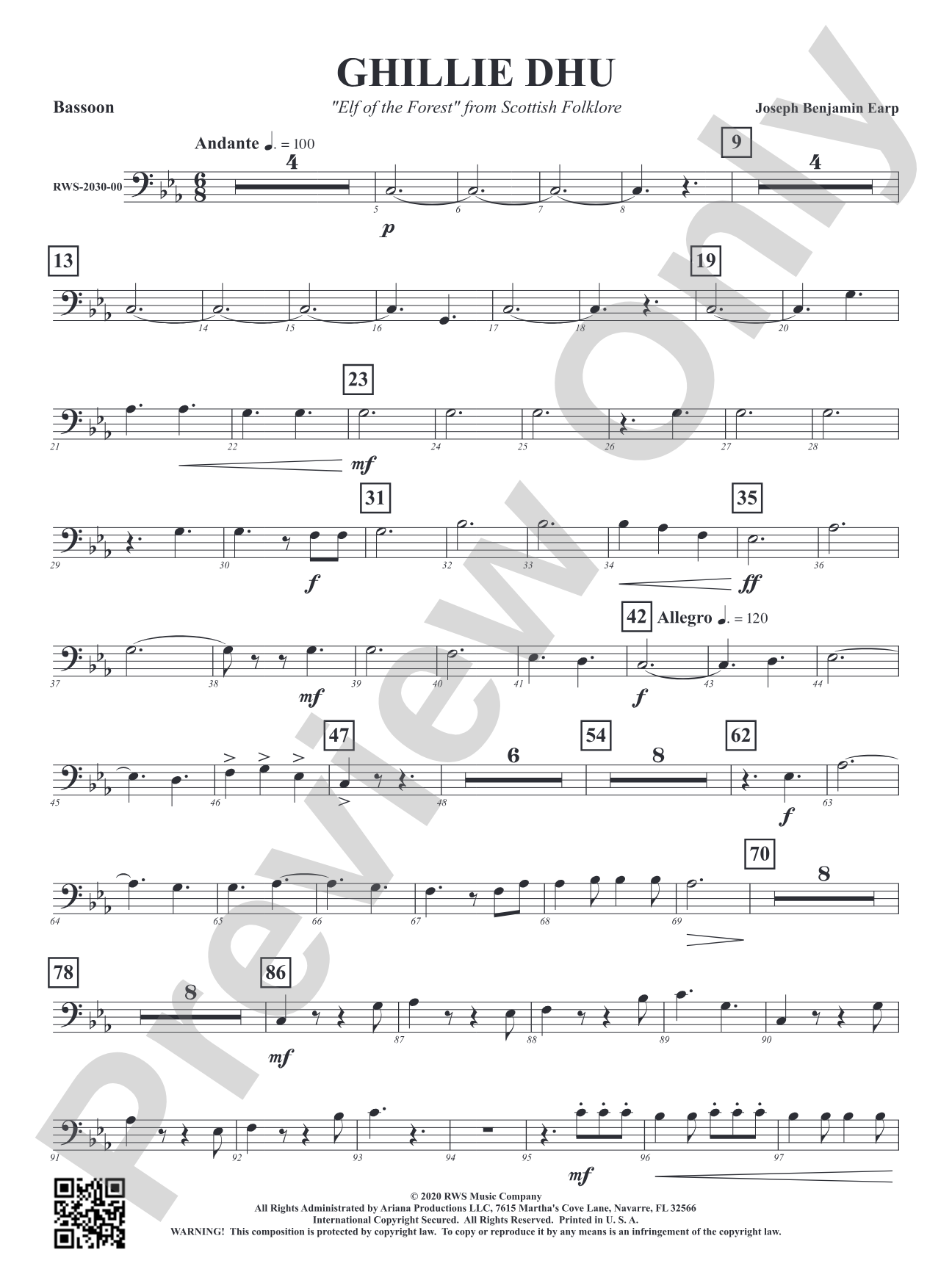 Ghillie Dhu - "Elf of the Forest" from Scottish Folklore: Bassoon