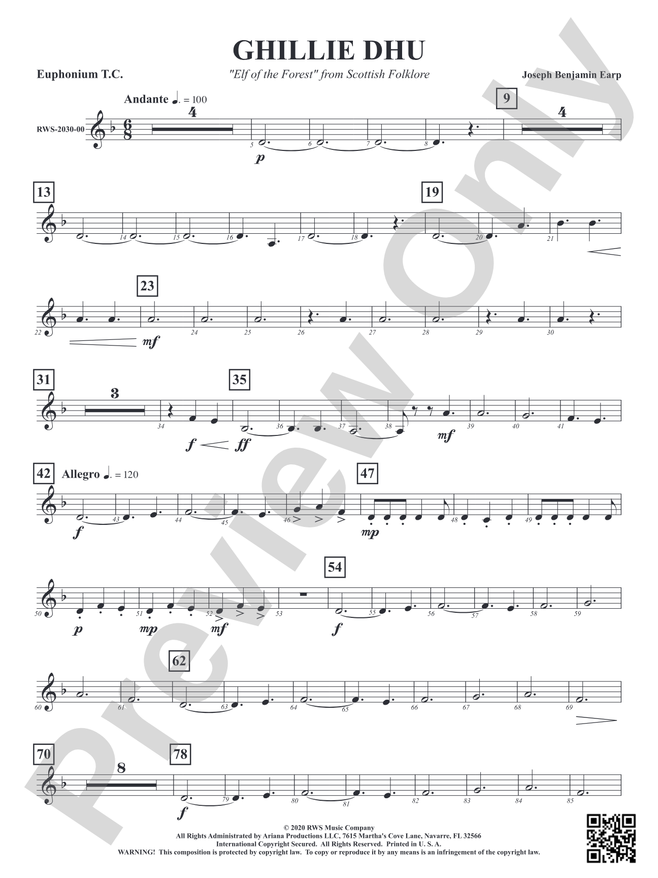 Ghillie Dhu - "Elf of the Forest" from Scottish Folklore: Baritone T.C.