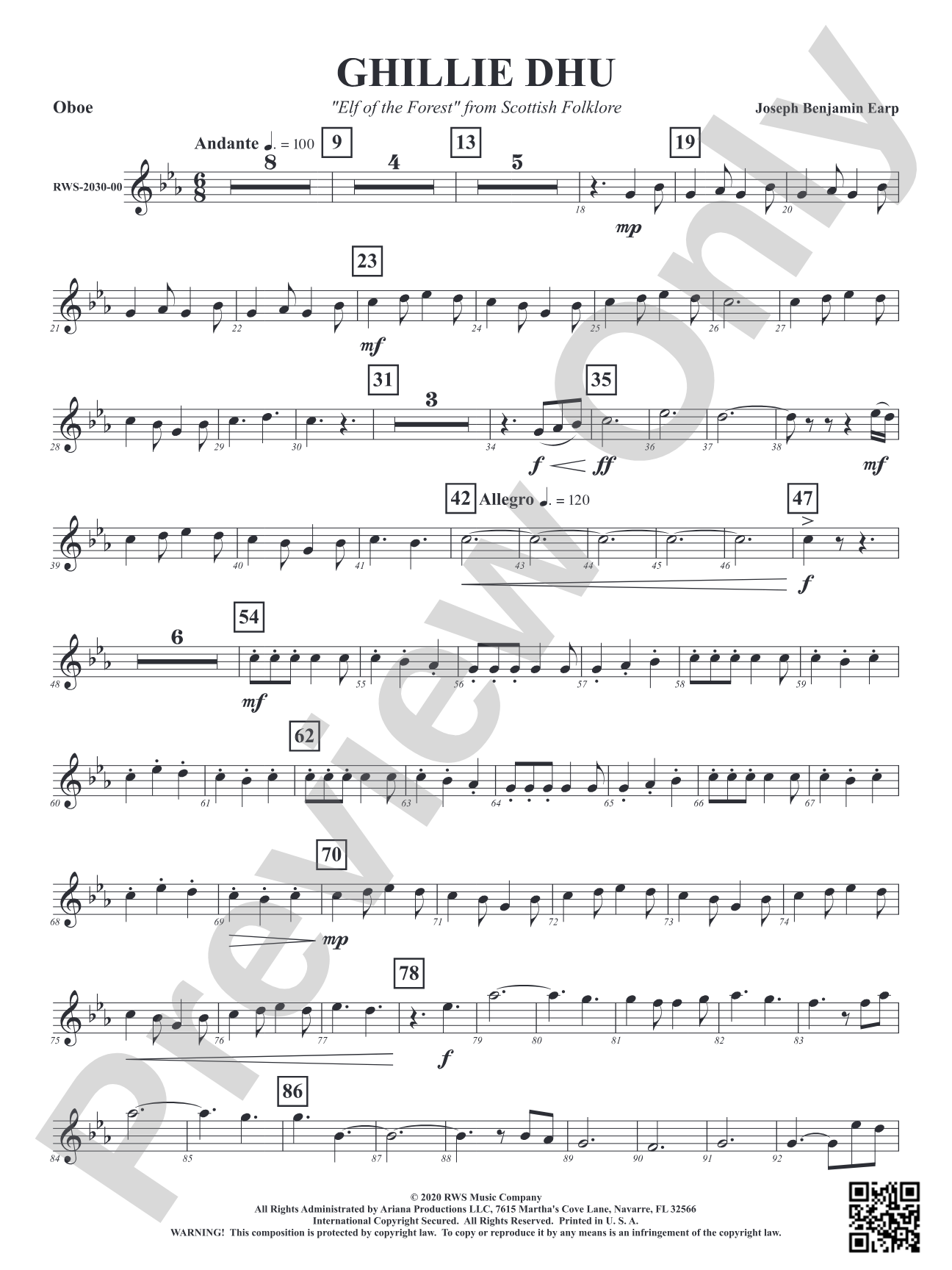 Ghillie Dhu - "Elf of the Forest" from Scottish Folklore: Oboe