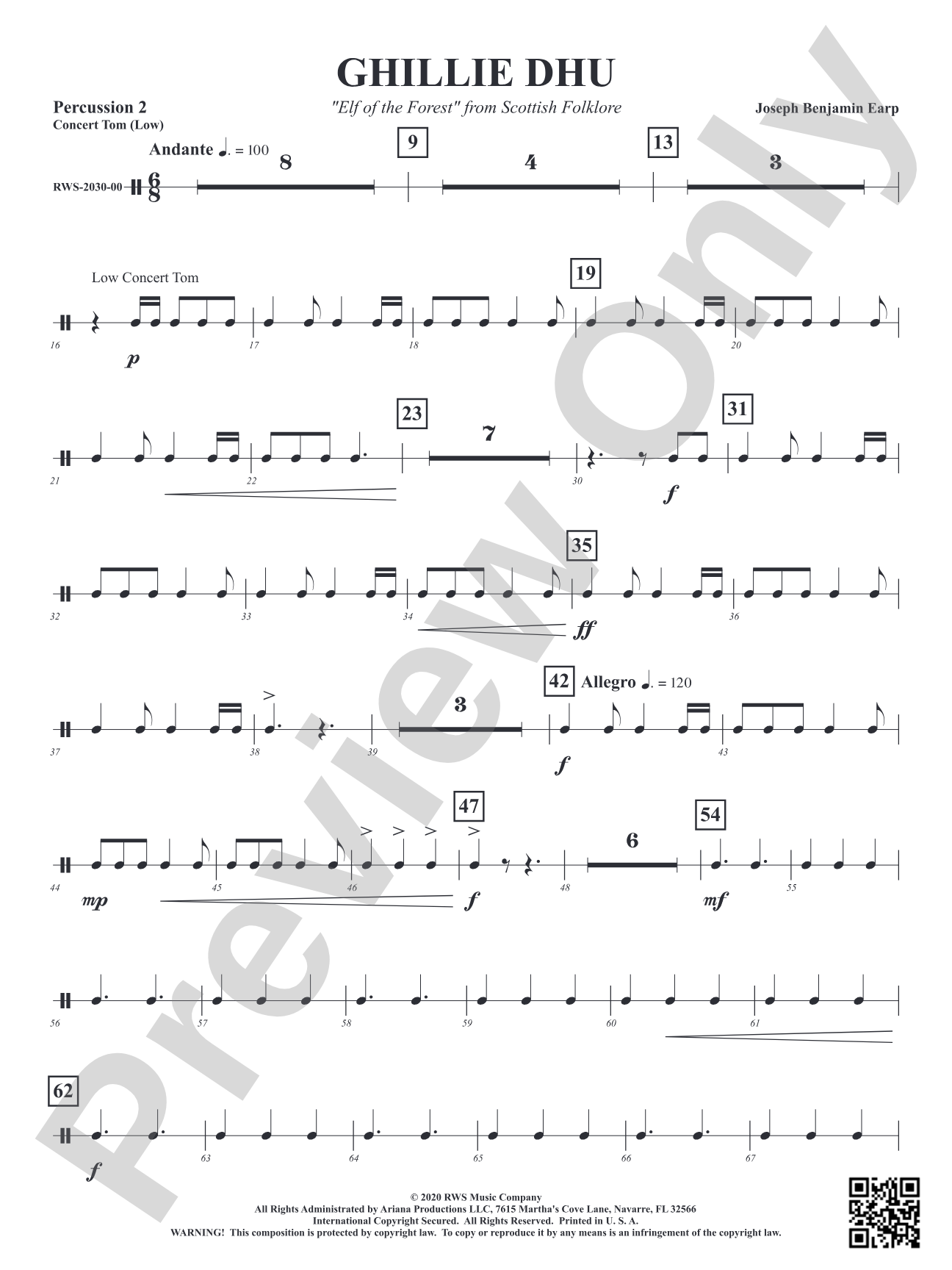 Ghillie Dhu - "Elf of the Forest" from Scottish Folklore: 2nd Percussion