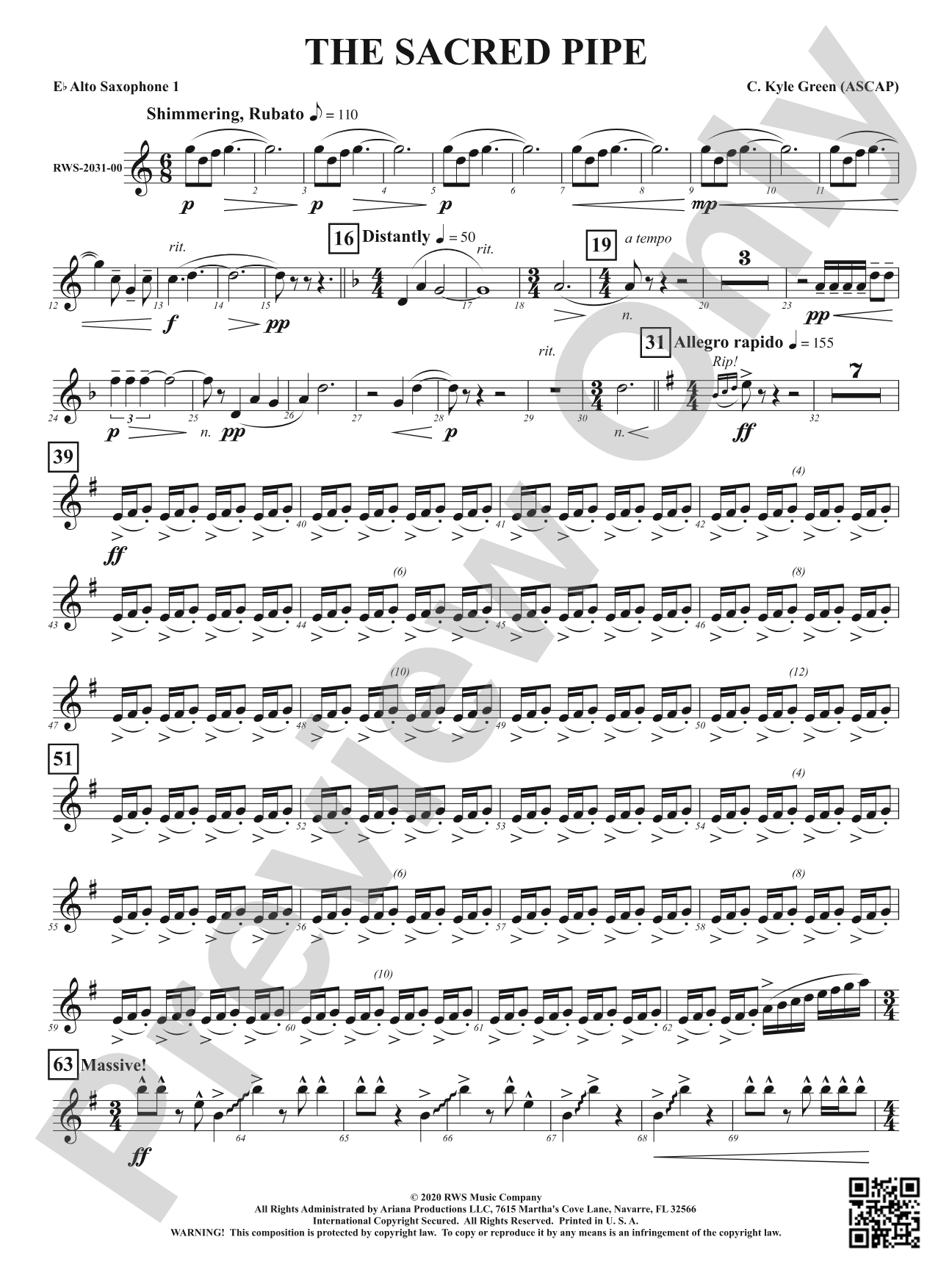 The Sacred Pipe: 1st E-flat Alto Saxophone