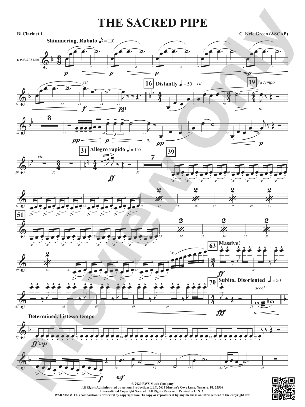 The Sacred Pipe: 1st B-flat Clarinet