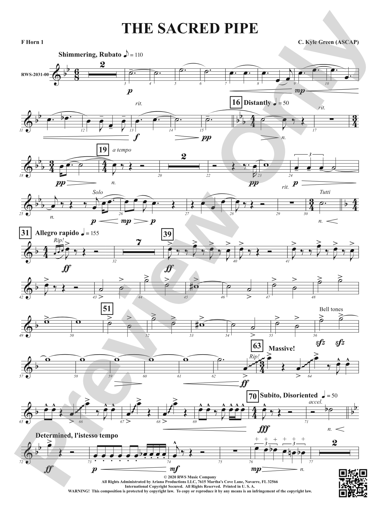 The Sacred Pipe: 1st F Horn