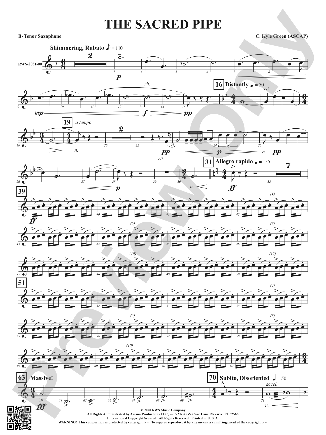 The Sacred Pipe: B-flat Tenor Saxophone