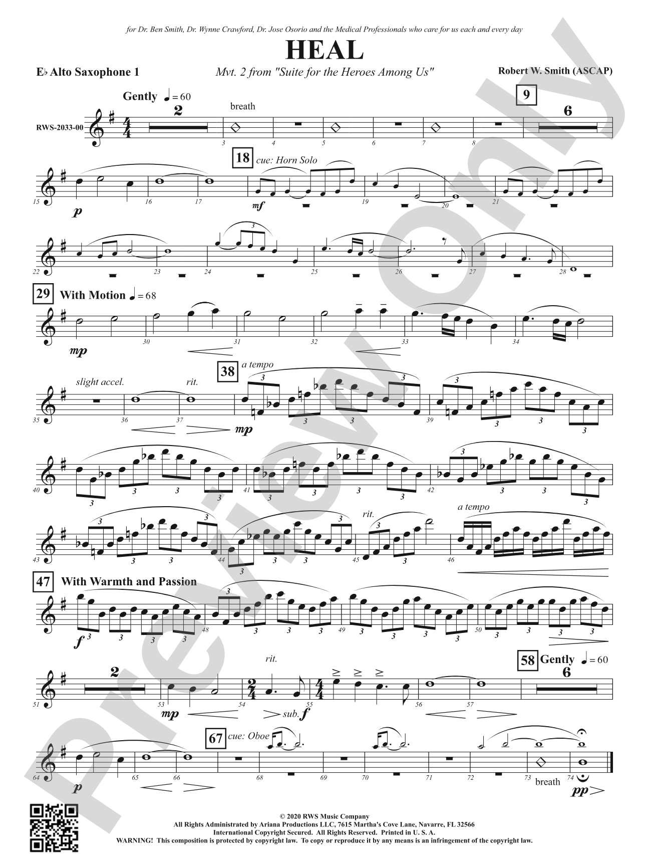 Heal - Mvt. 2 from <i>Suite for the Heroes Among Us</i>: 1st E-flat Alto Saxophone