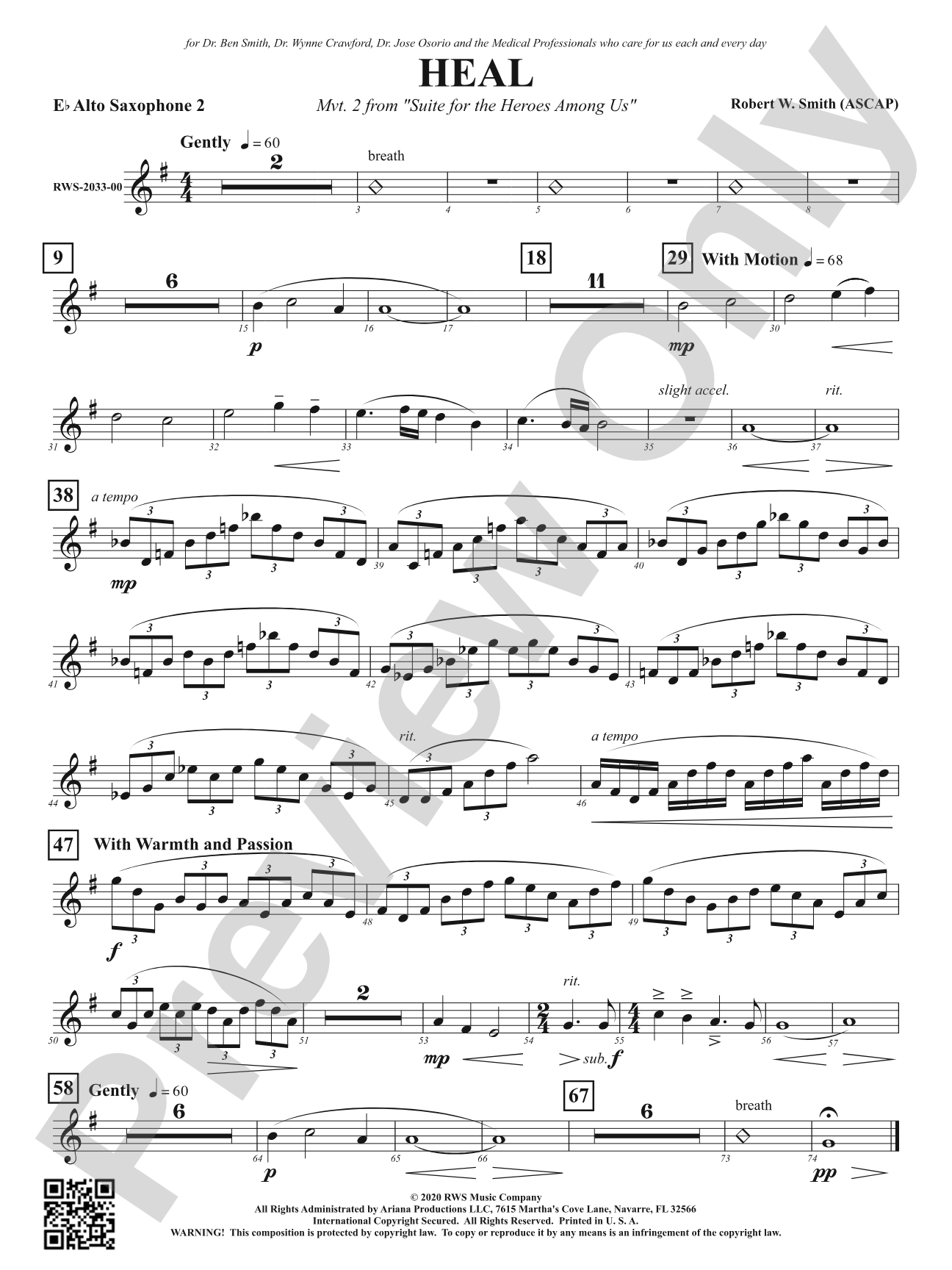 Heal - Mvt. 2 from <i>Suite for the Heroes Among Us</i>: 2nd E-flat Alto Saxophone