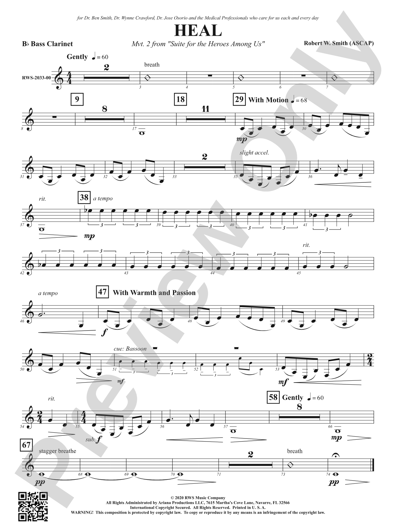 Heal - Mvt. 2 from <i>Suite for the Heroes Among Us</i>: B-flat Bass Clarinet