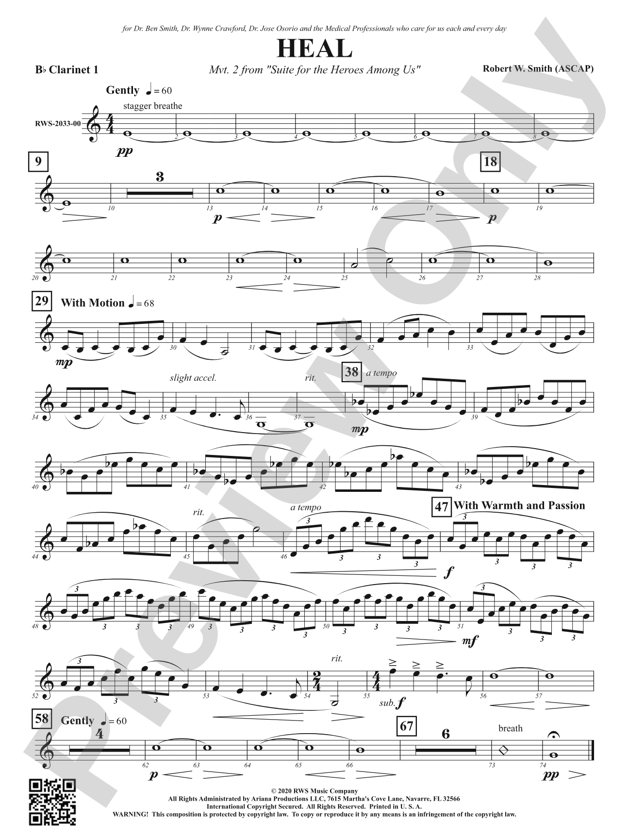 Heal - Mvt. 2 from <i>Suite for the Heroes Among Us</i>: 1st B-flat Clarinet