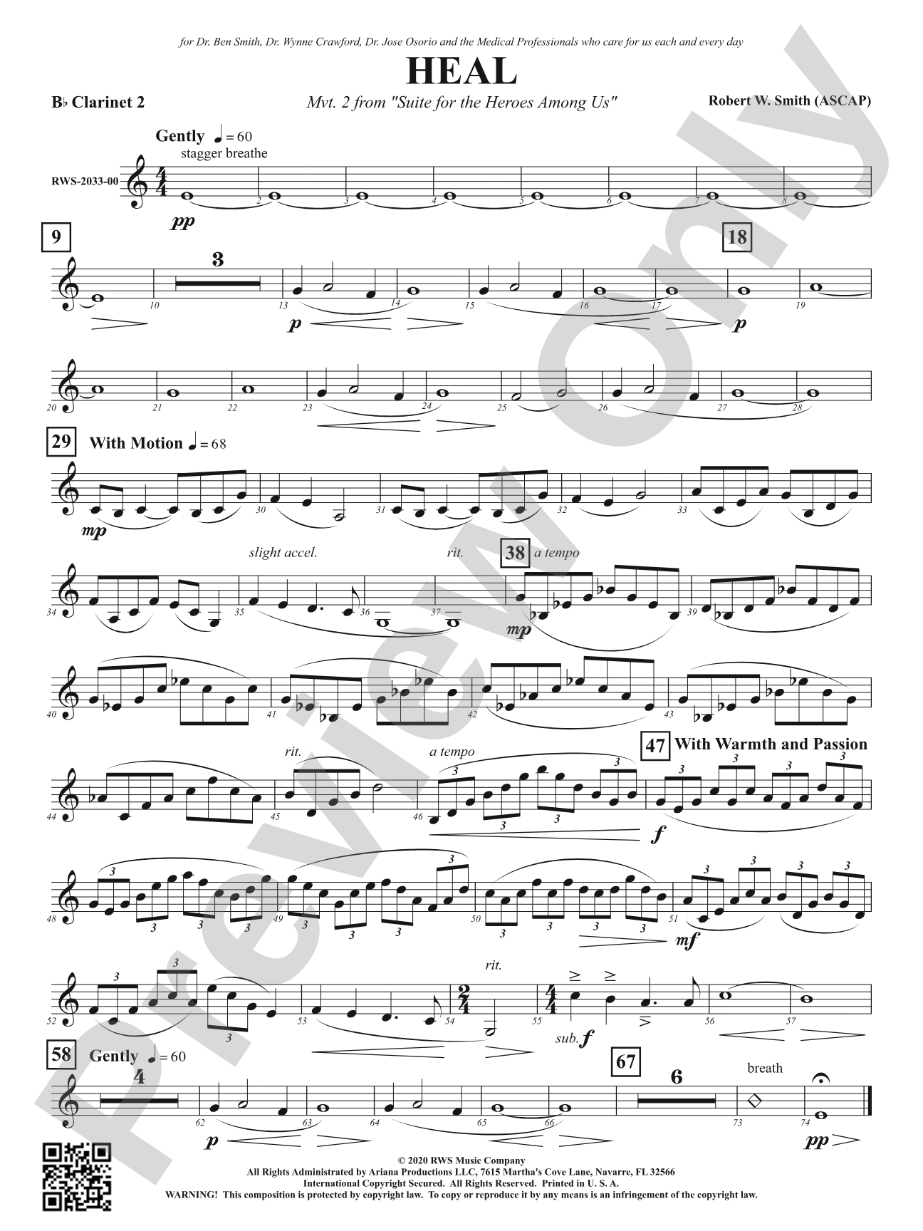 Heal - Mvt. 2 from <i>Suite for the Heroes Among Us</i>: 2nd B-flat Clarinet