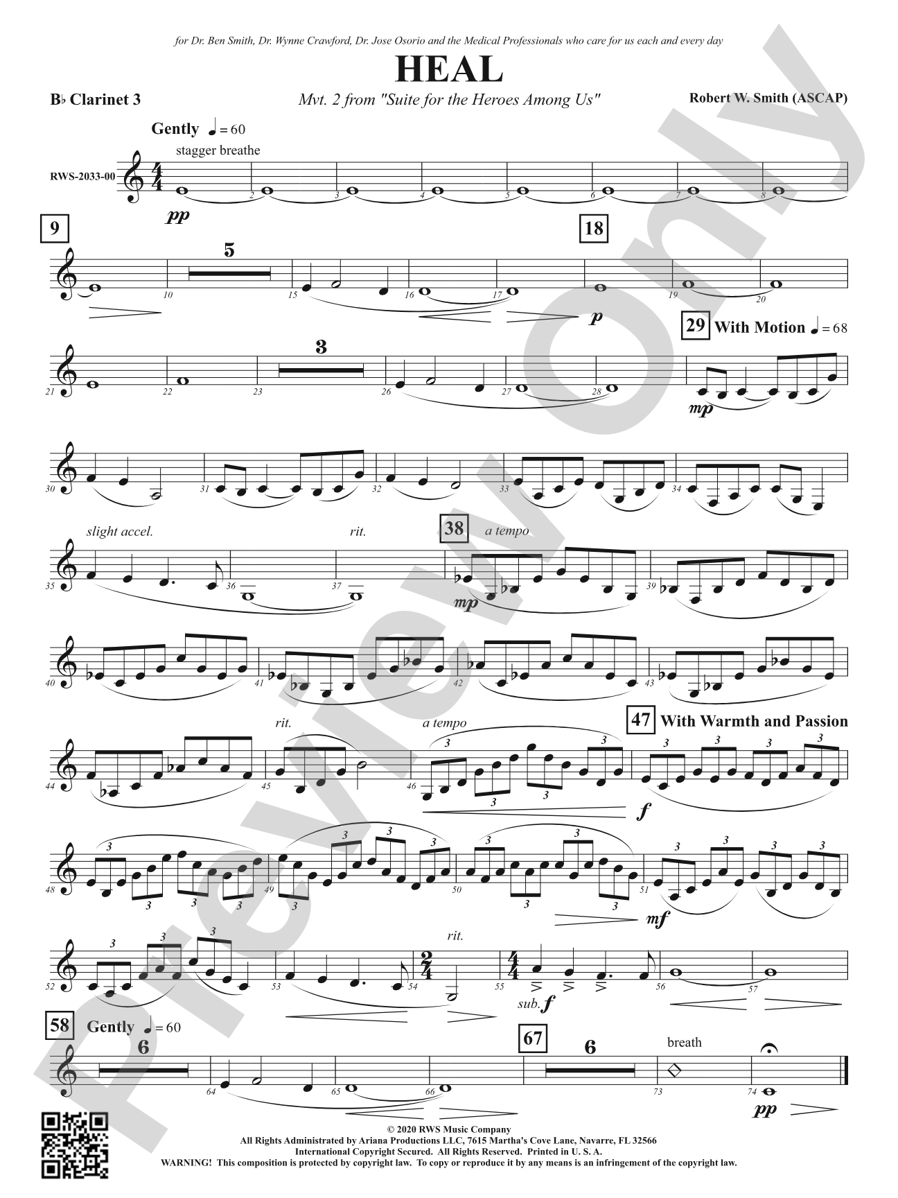 Heal - Mvt. 2 from <i>Suite for the Heroes Among Us</i>: 3rd B-flat Clarinet