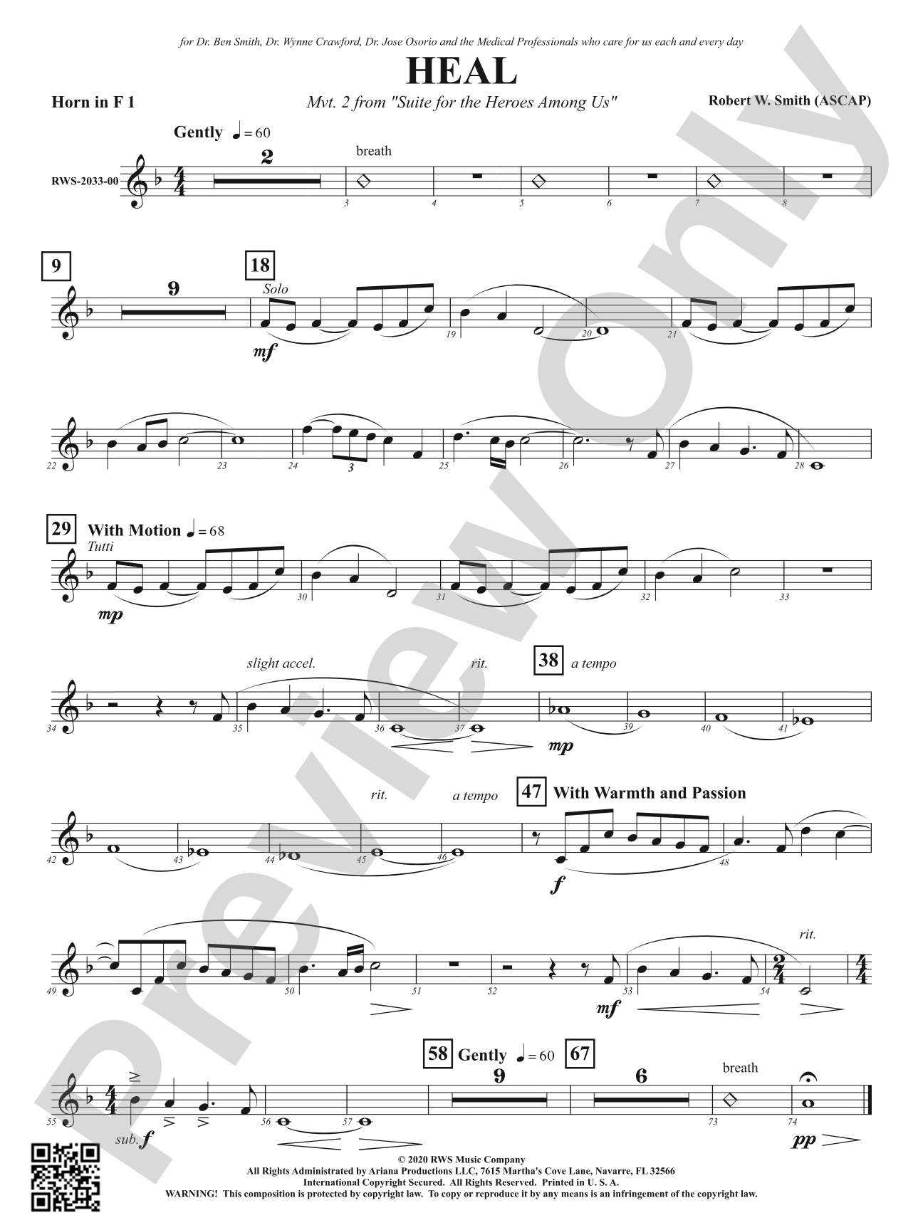 Heal - Mvt. 2 from <i>Suite for the Heroes Among Us</i>: 1st F Horn