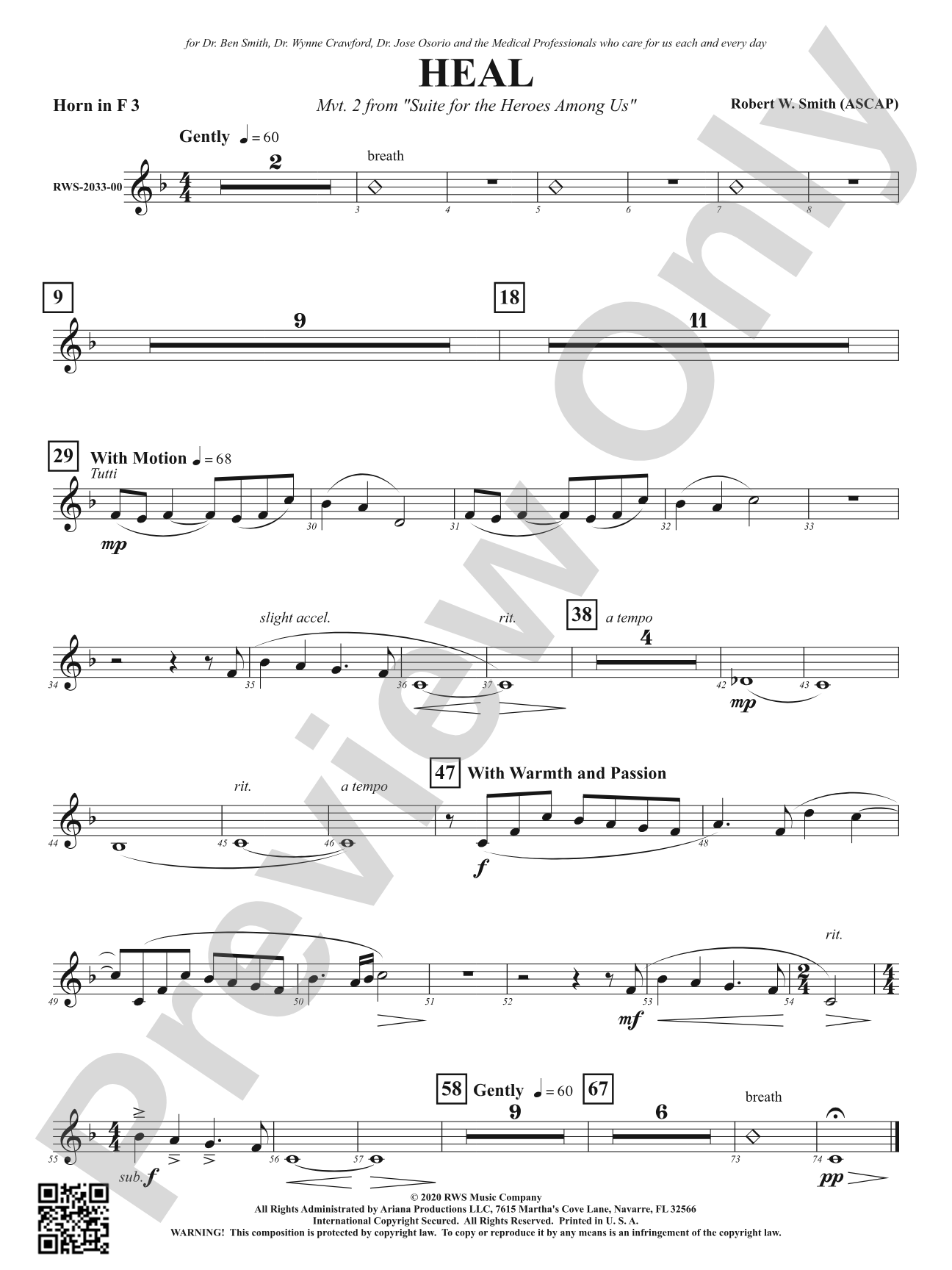 Heal - Mvt. 2 from <i>Suite for the Heroes Among Us</i>: 3rd F Horn