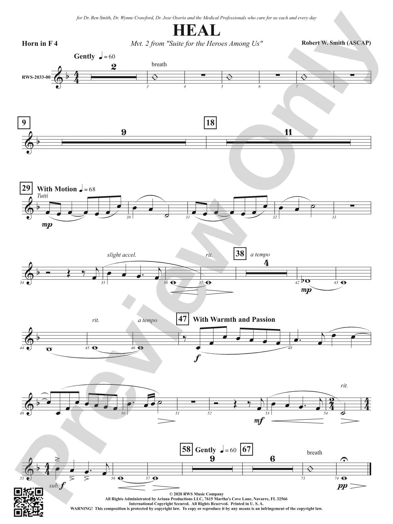 Heal - Mvt. 2 from <i>Suite for the Heroes Among Us</i>: 4th F Horn