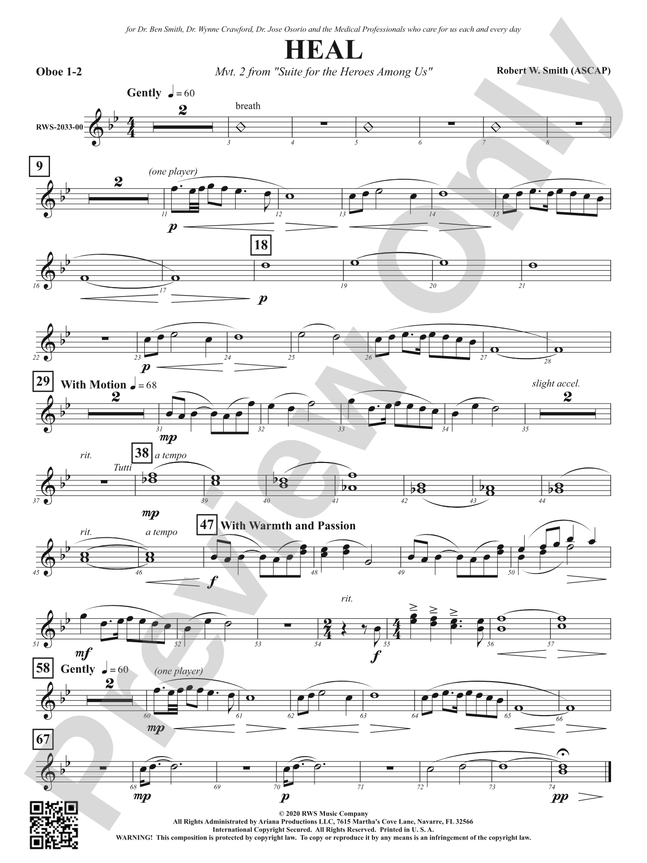 Heal - Mvt. 2 from <i>Suite for the Heroes Among Us</i>: 1st & 2nd Oboe