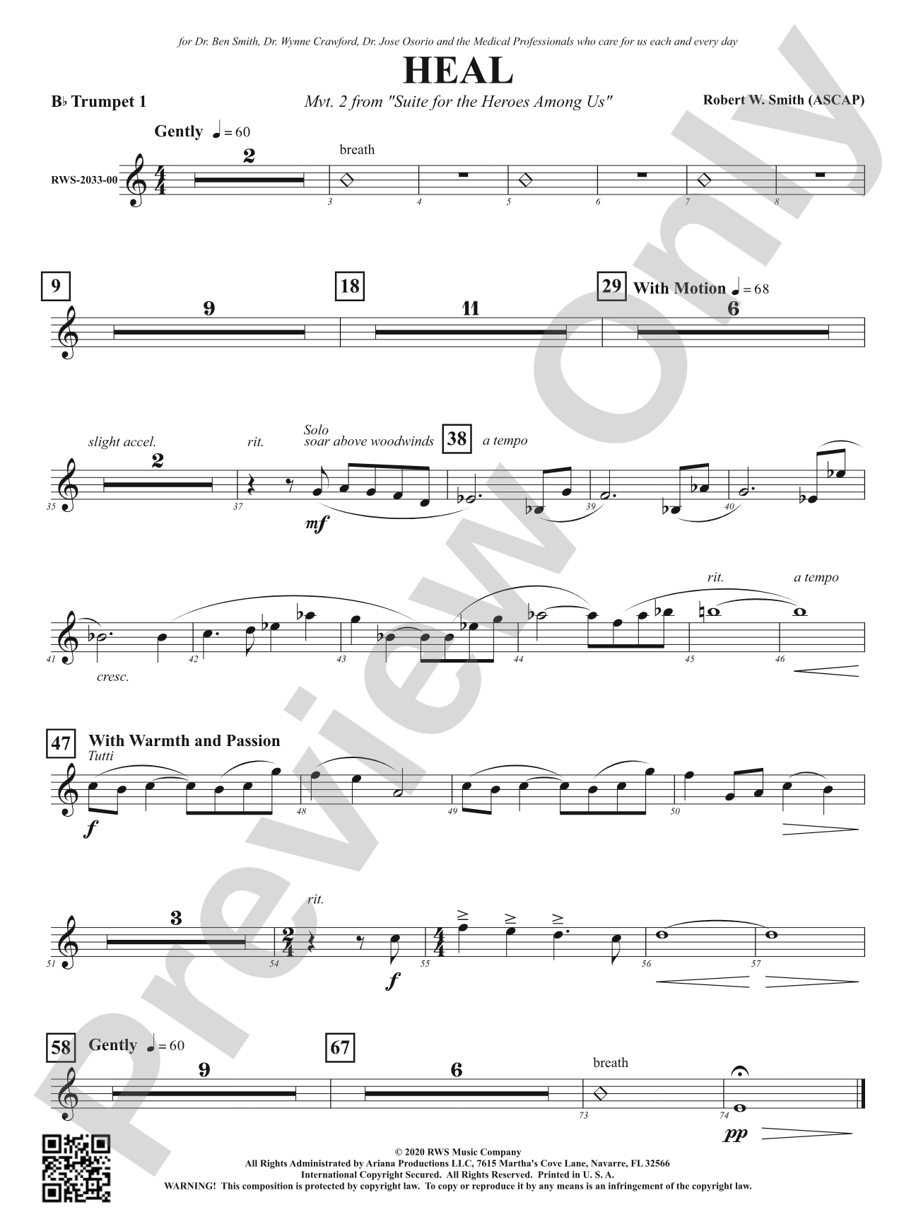 Heal - Mvt. 2 from <i>Suite for the Heroes Among Us</i>: 1st B-flat Trumpet