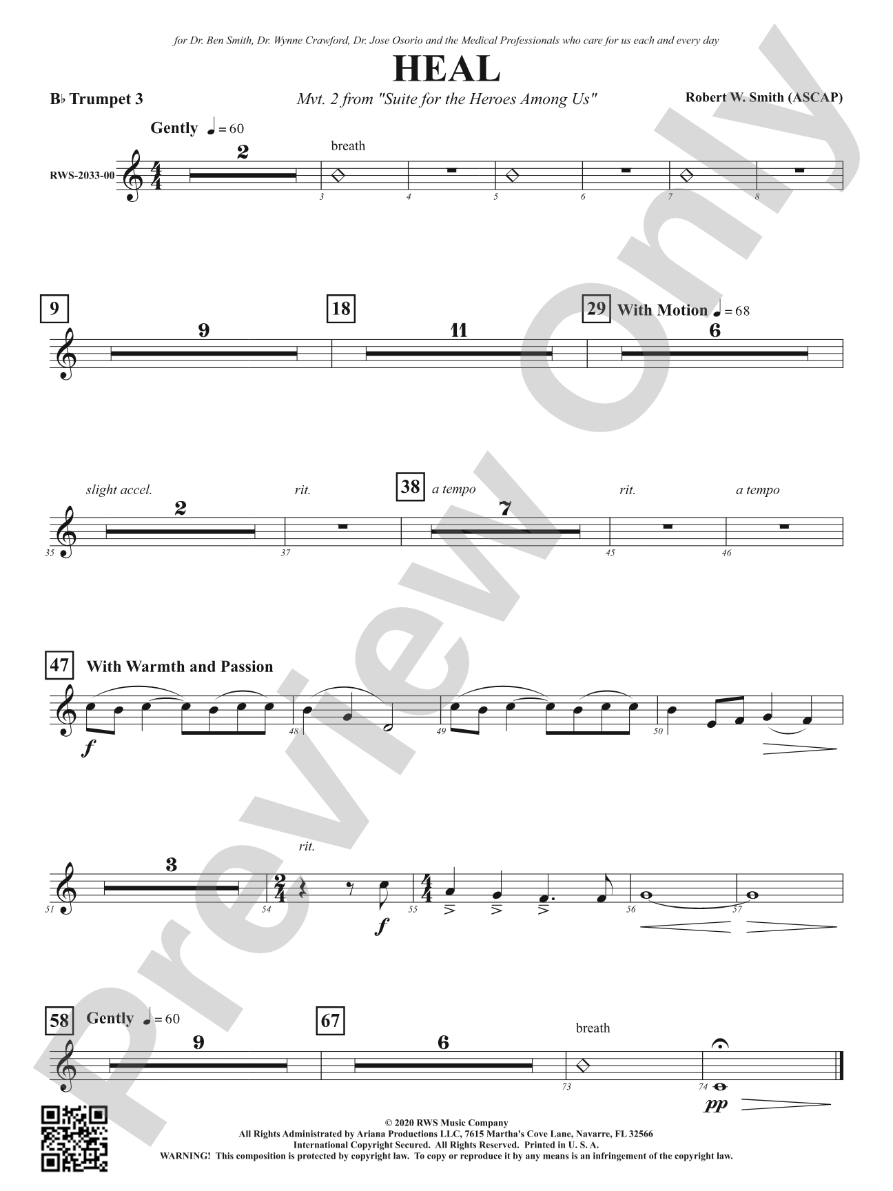 Heal - Mvt. 2 from <i>Suite for the Heroes Among Us</i>: 3rd B-flat Trumpet