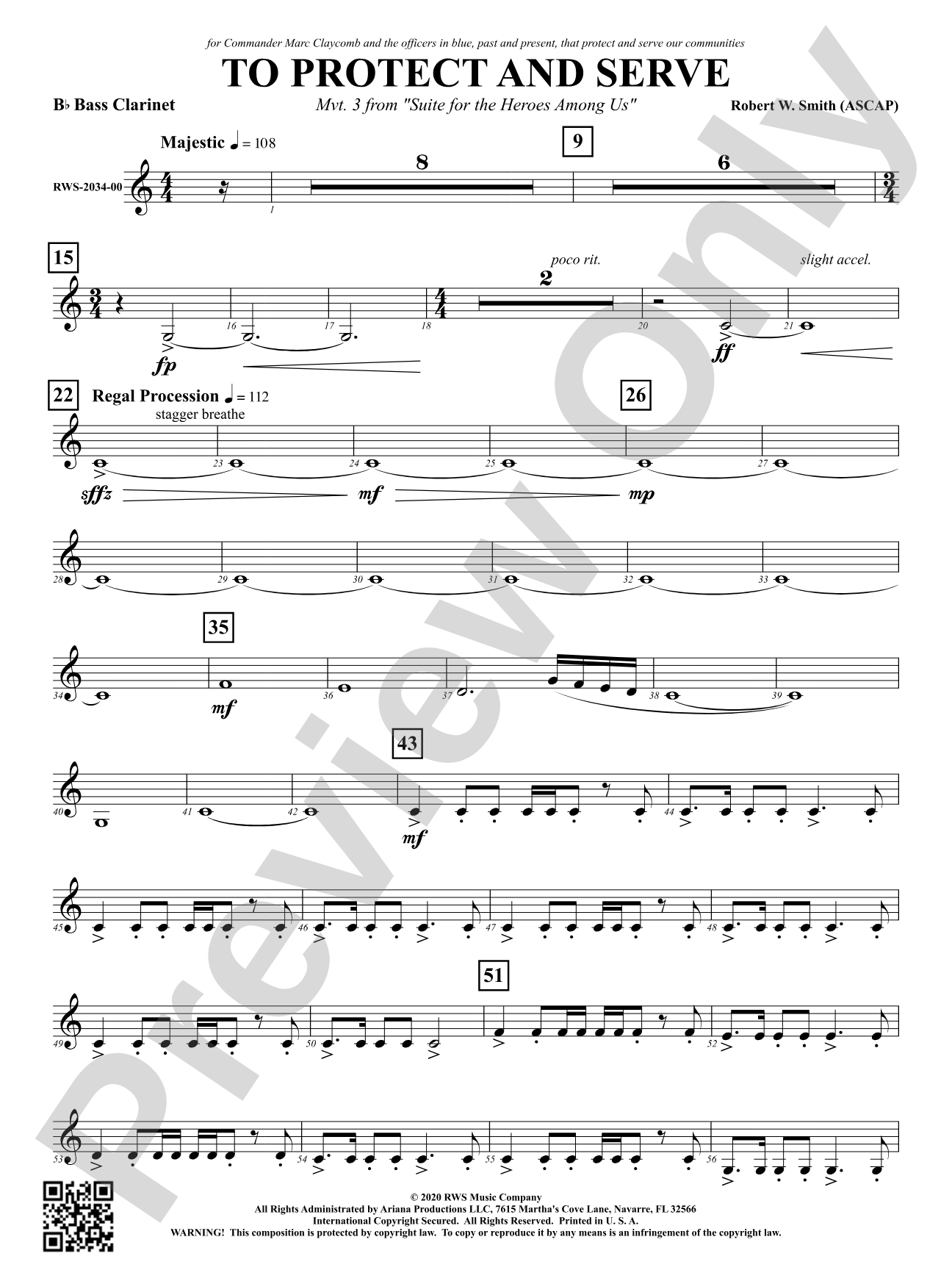 To Protect and Serve - Mvt. 3 from <i>Suite for the Heroes Among Us</i>: B-flat Bass Clarinet