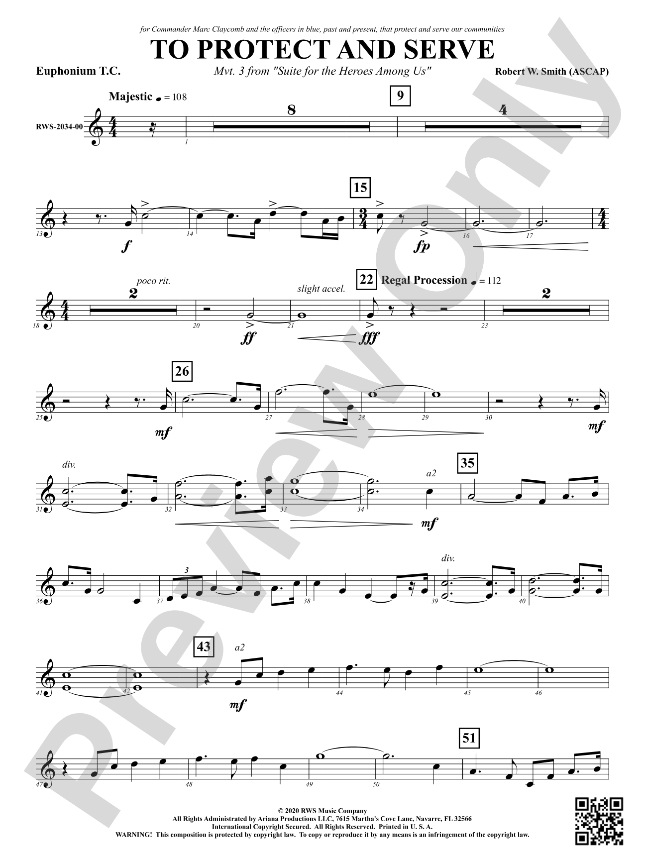 To Protect and Serve - Mvt. 3 from <i>Suite for the Heroes Among Us</i>: Baritone T.C.