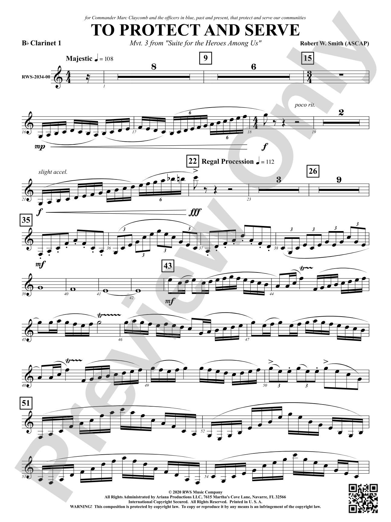 To Protect and Serve - Mvt. 3 from <i>Suite for the Heroes Among Us</i>: 1st B-flat Clarinet