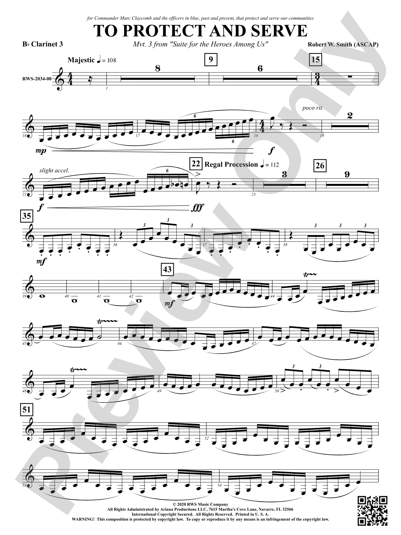To Protect and Serve - Mvt. 3 from <i>Suite for the Heroes Among Us</i>: 3rd B-flat Clarinet