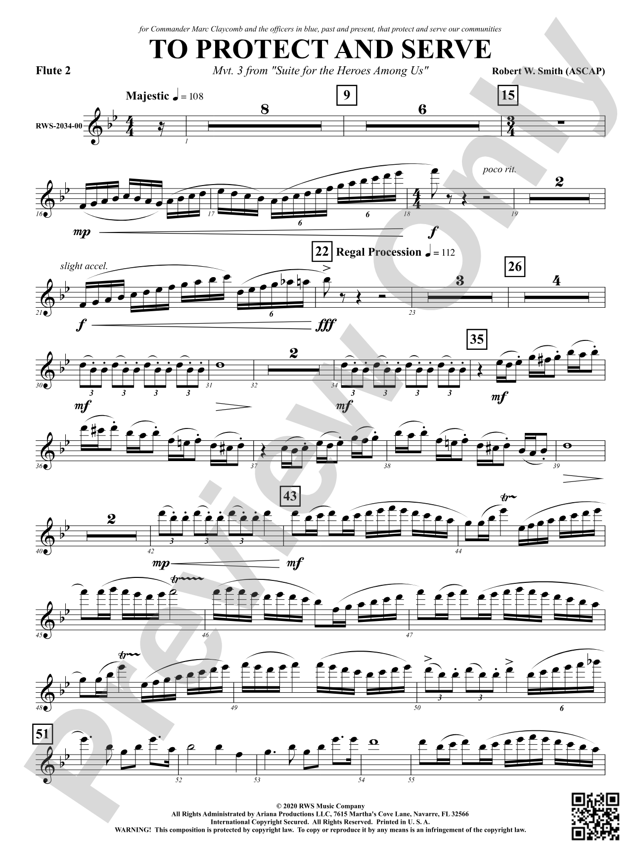 To Protect and Serve - Mvt. 3 from <i>Suite for the Heroes Among Us</i>: 2nd Flute