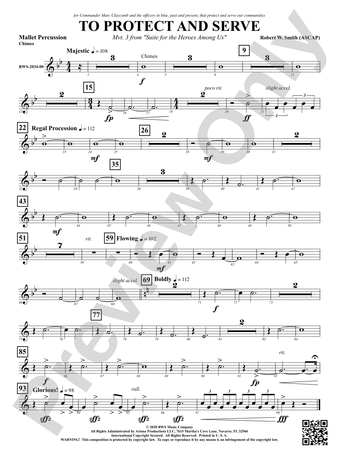 To Protect and Serve - Mvt. 3 from <i>Suite for the Heroes Among Us</i>: 1st Mallet Percussion