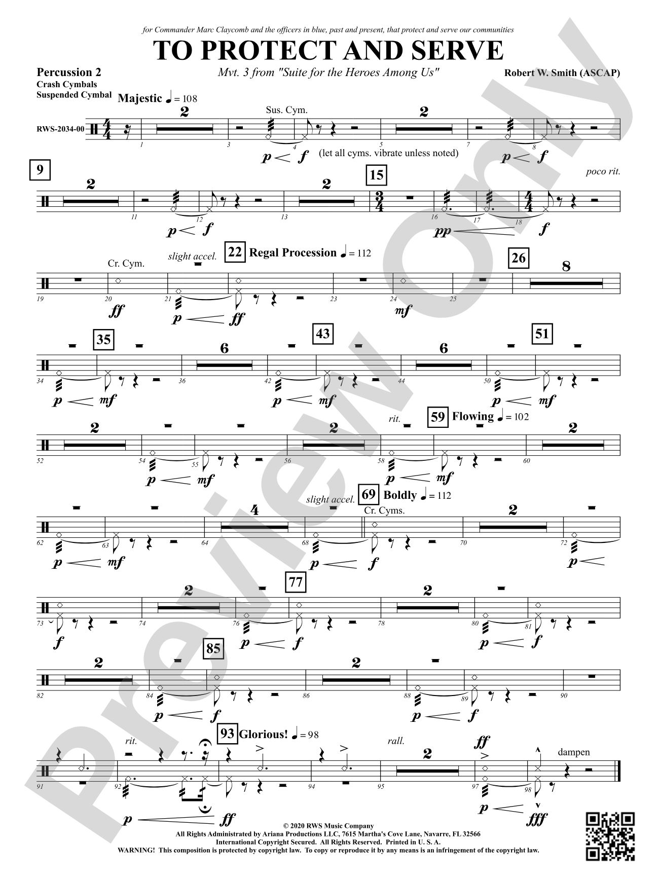 To Protect and Serve - Mvt. 3 from <i>Suite for the Heroes Among Us</i>: 2nd Percussion