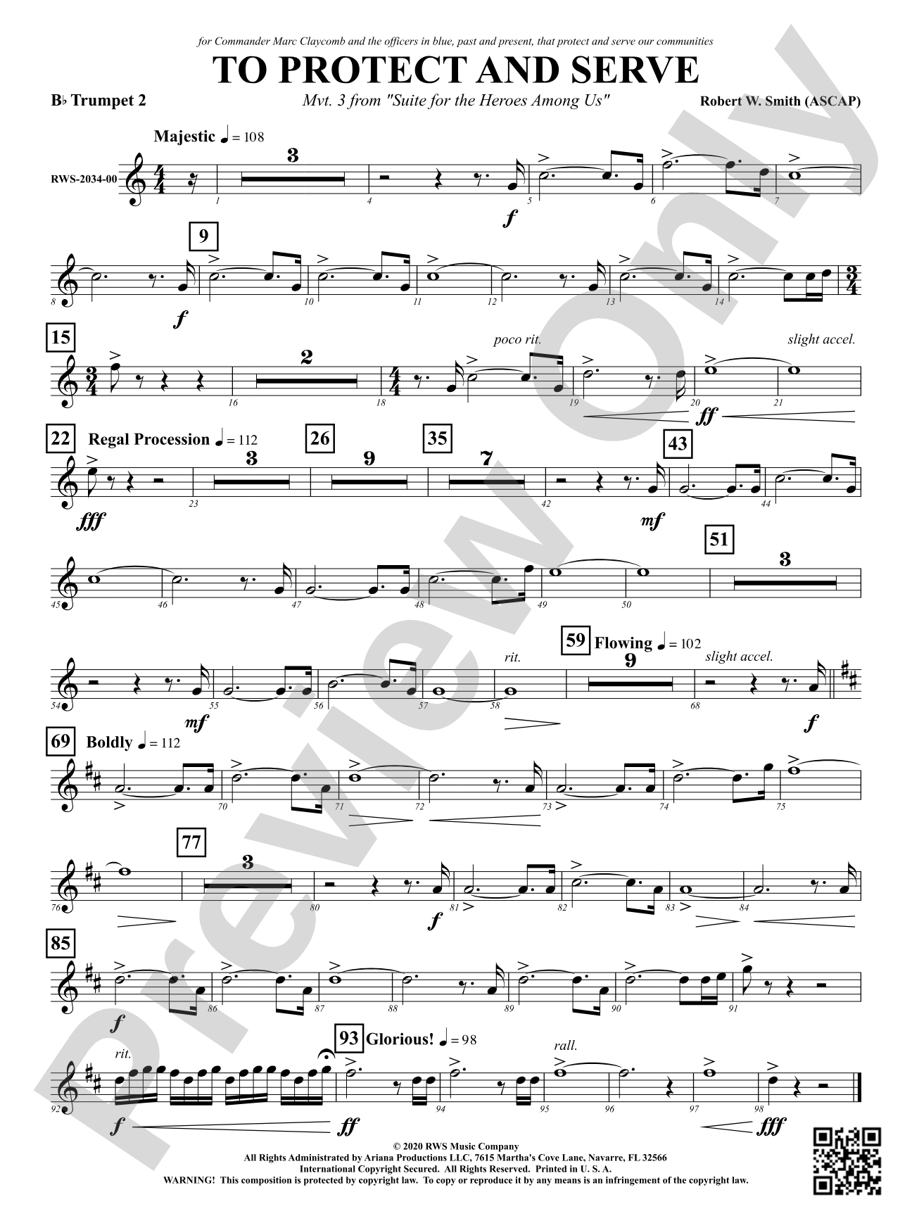 To Protect and Serve - Mvt. 3 from <i>Suite for the Heroes Among Us</i>: 2nd B-flat Trumpet
