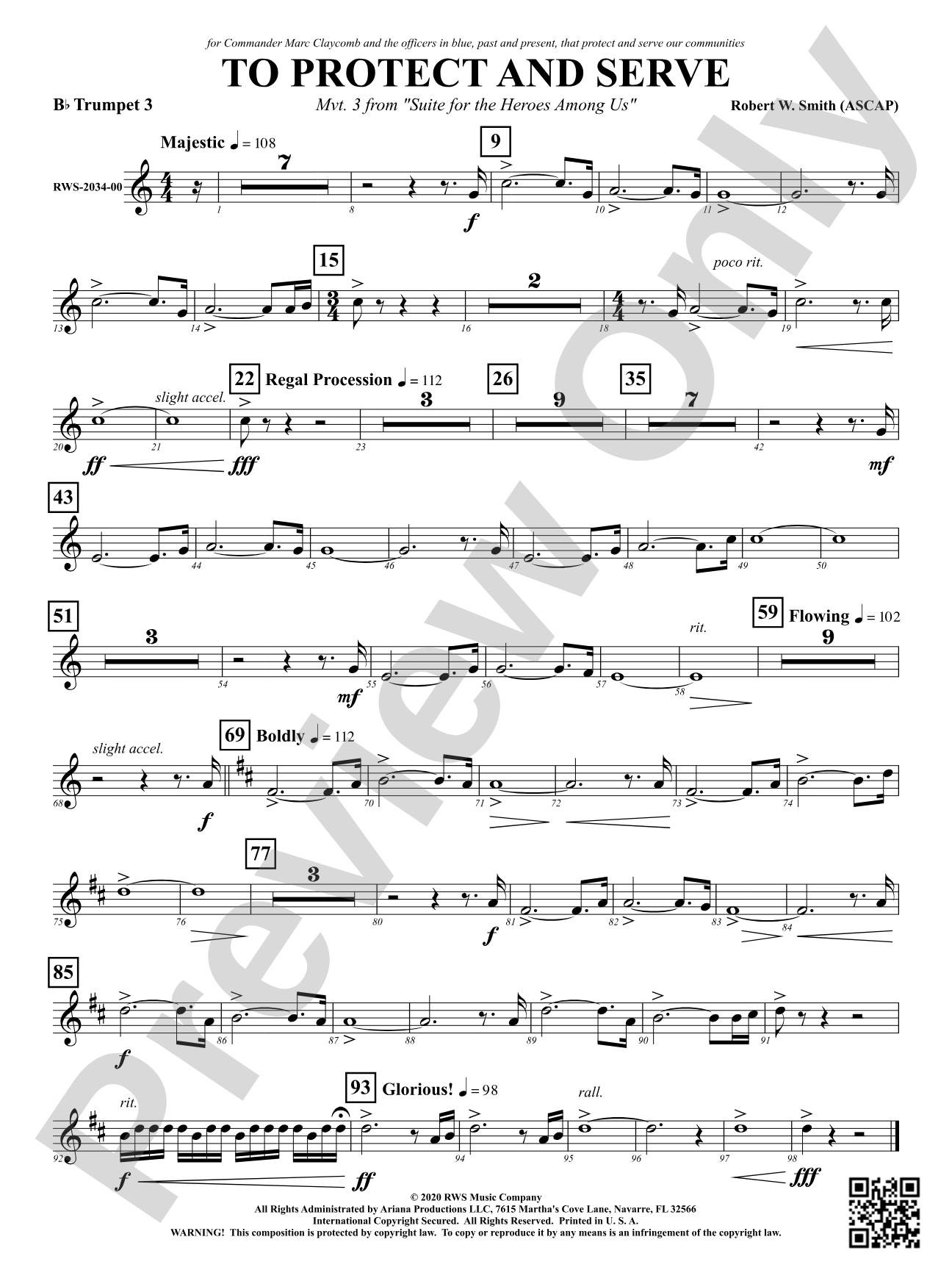 To Protect and Serve - Mvt. 3 from <i>Suite for the Heroes Among Us</i>: 3rd B-flat Trumpet