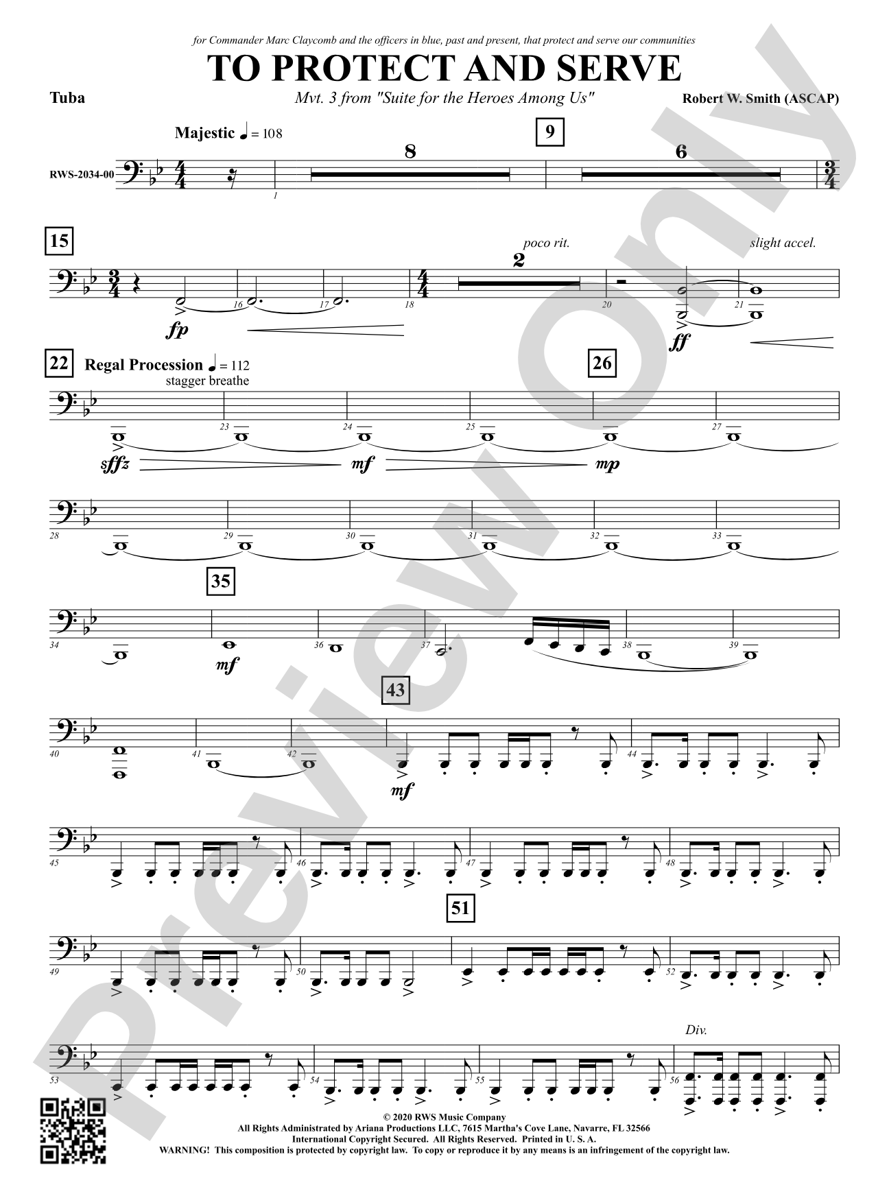 To Protect and Serve - Mvt. 3 from <i>Suite for the Heroes Among Us</i>: Tuba