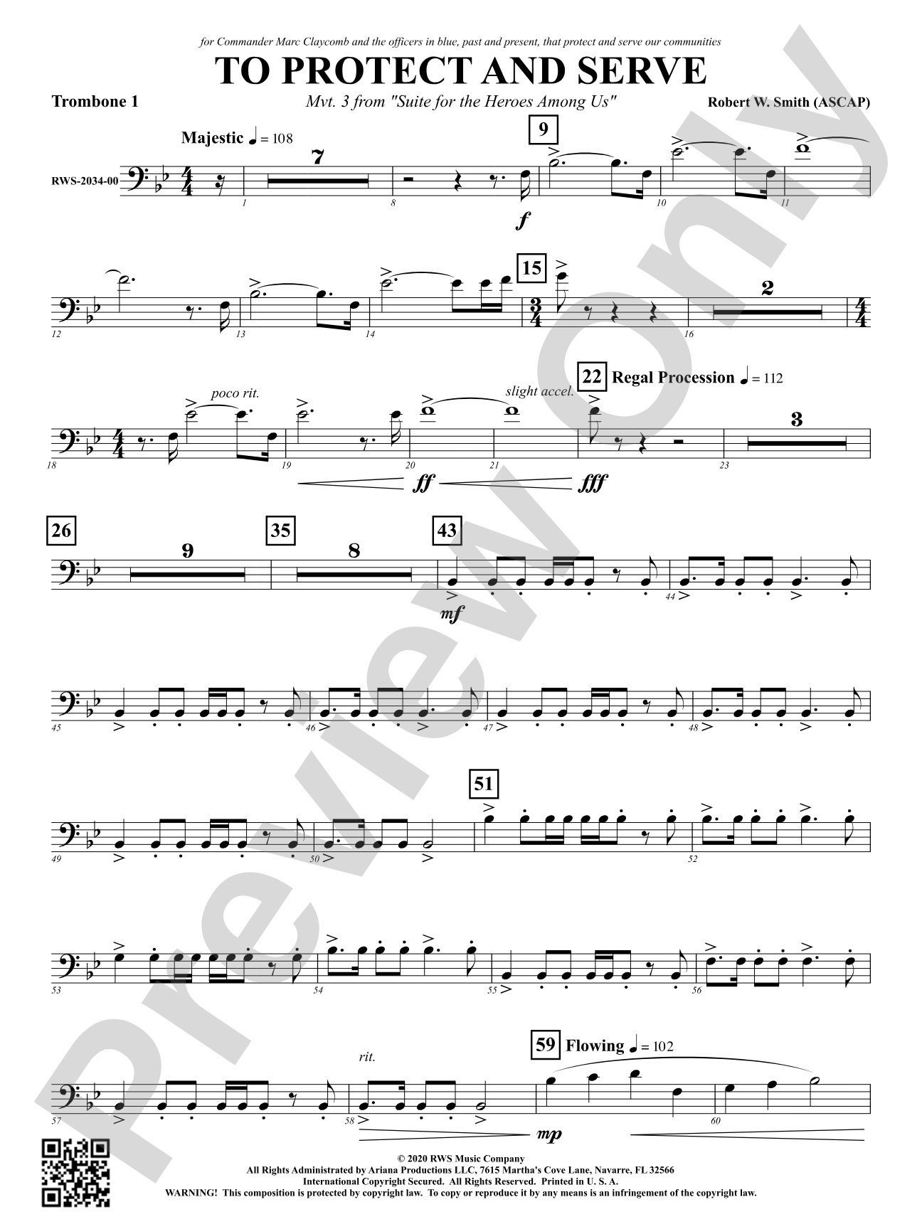 To Protect and Serve - Mvt. 3 from <i>Suite for the Heroes Among Us</i>: 1st Trombone