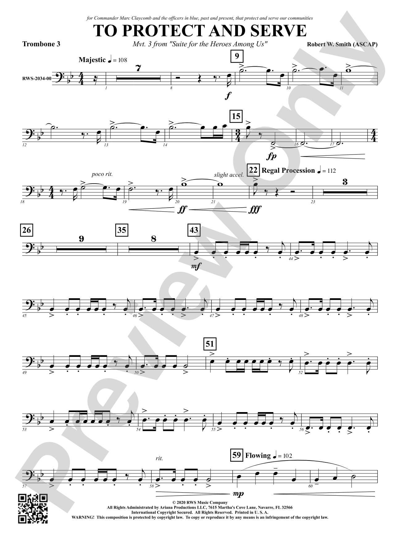 To Protect and Serve - Mvt. 3 from <i>Suite for the Heroes Among Us</i>: 3rd Trombone