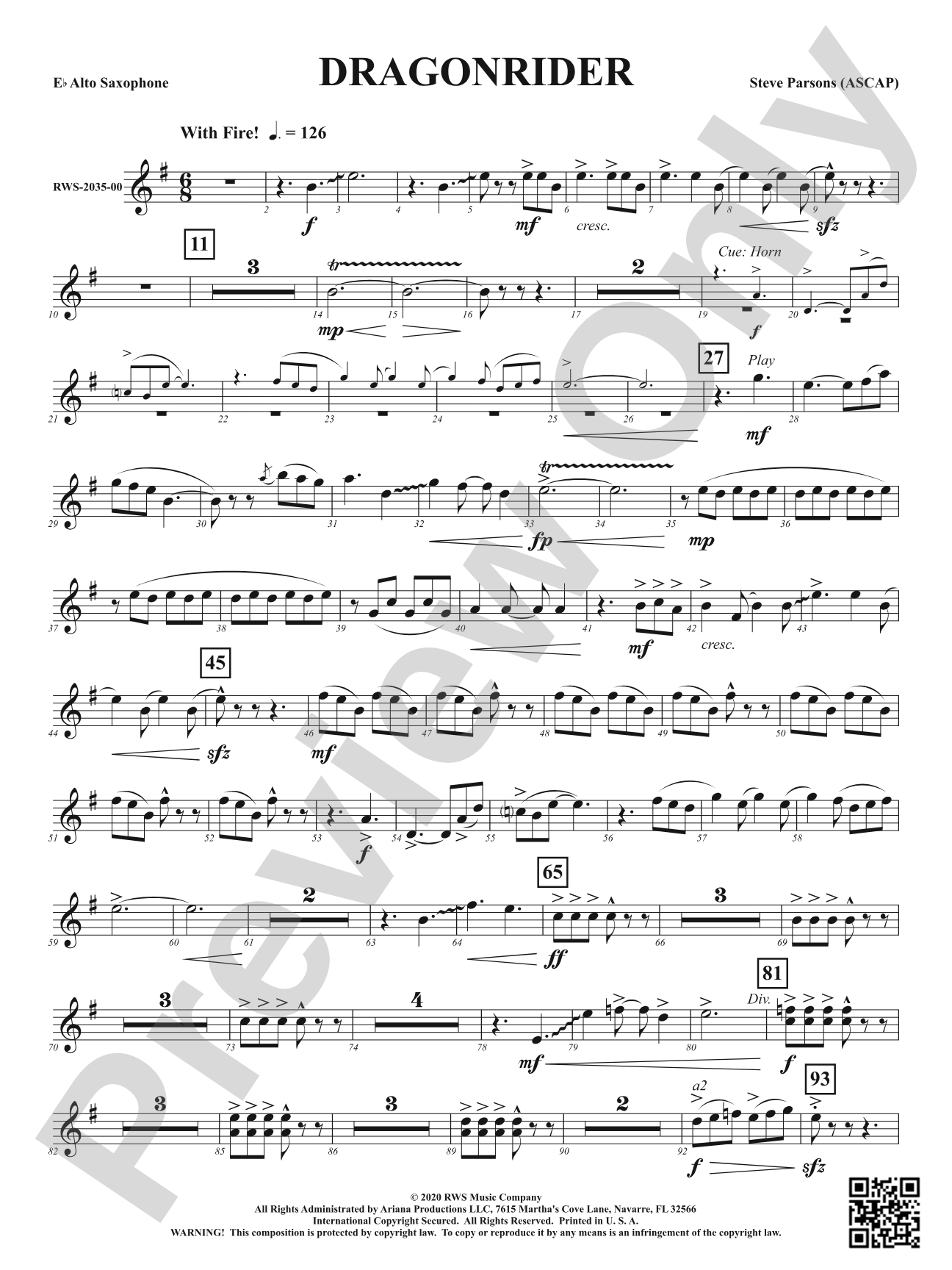 Dragonrider: 1st E-flat Alto Saxophone