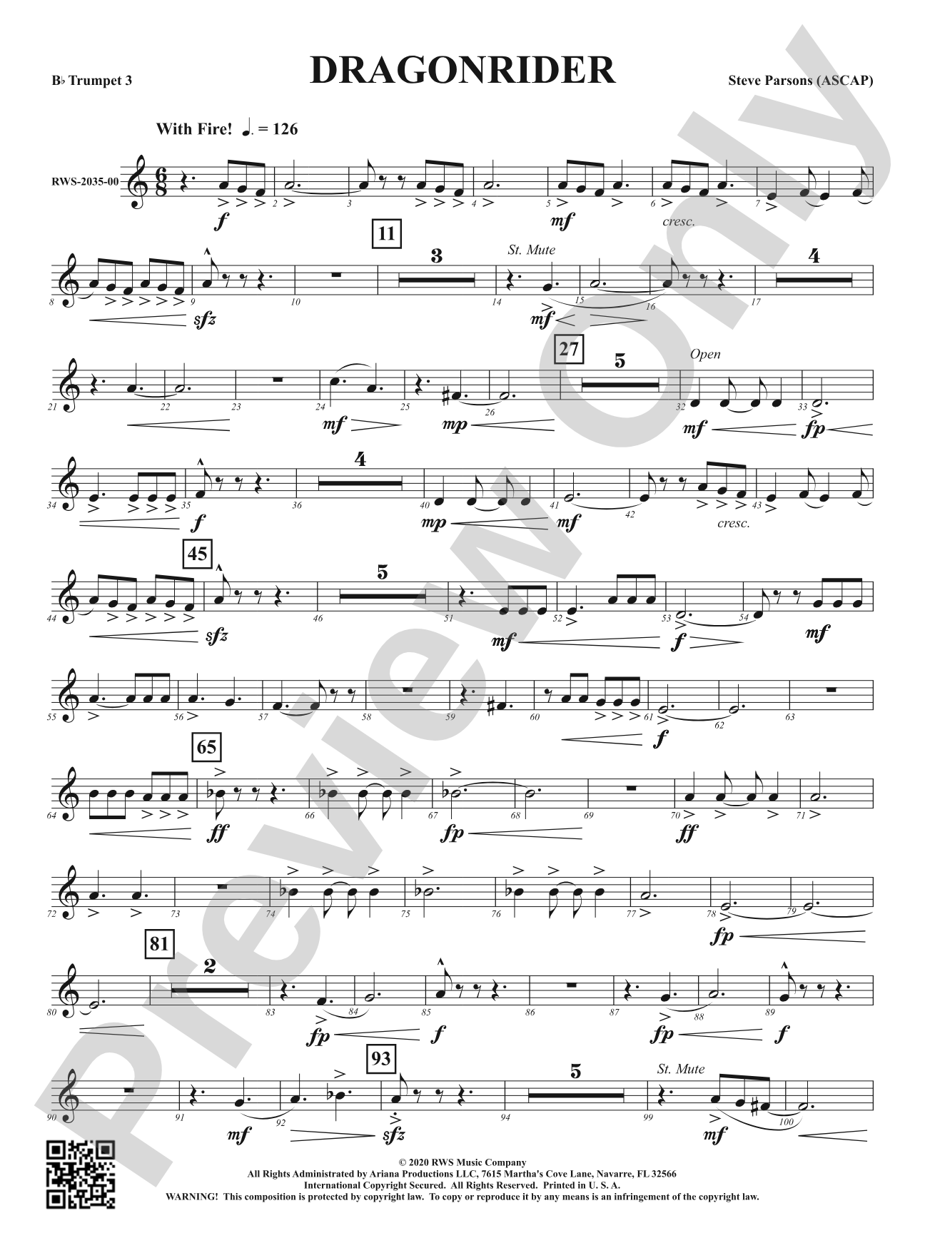 Dragonrider: 3rd B-flat Trumpet