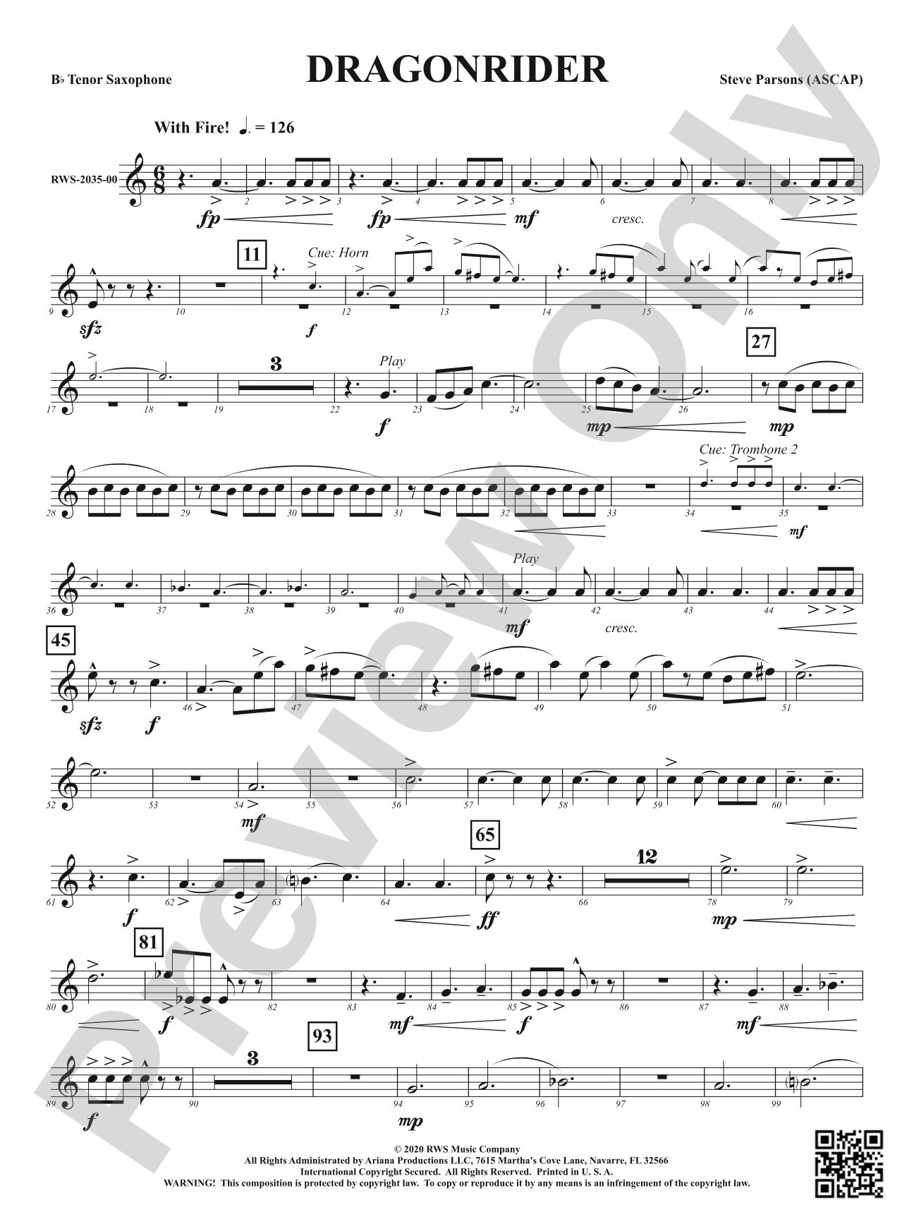 Dragonrider: B-flat Tenor Saxophone