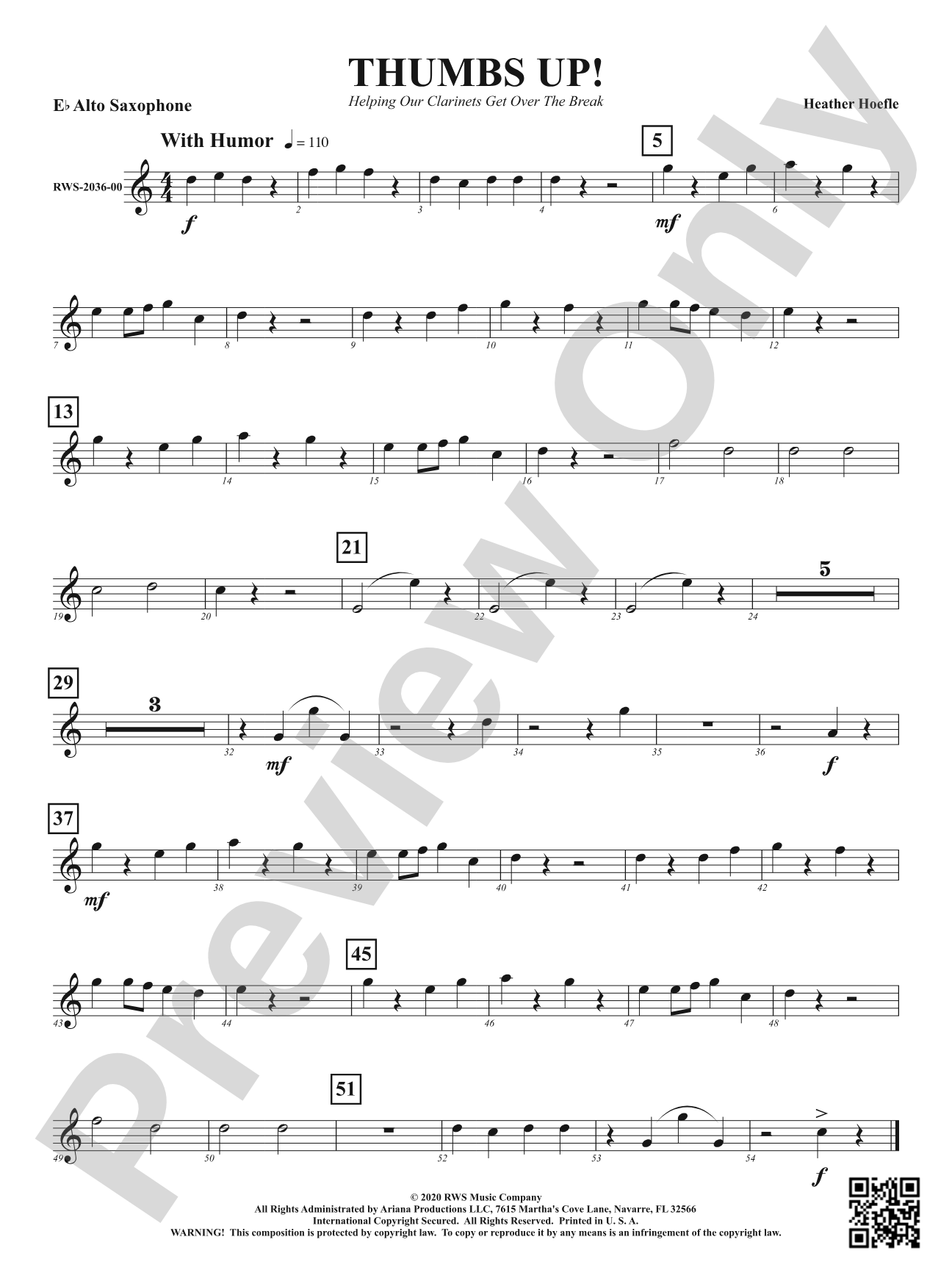 Thumbs Up! - Helping Our Clarinets Get Over the Break: 1st E-flat Alto Saxophone