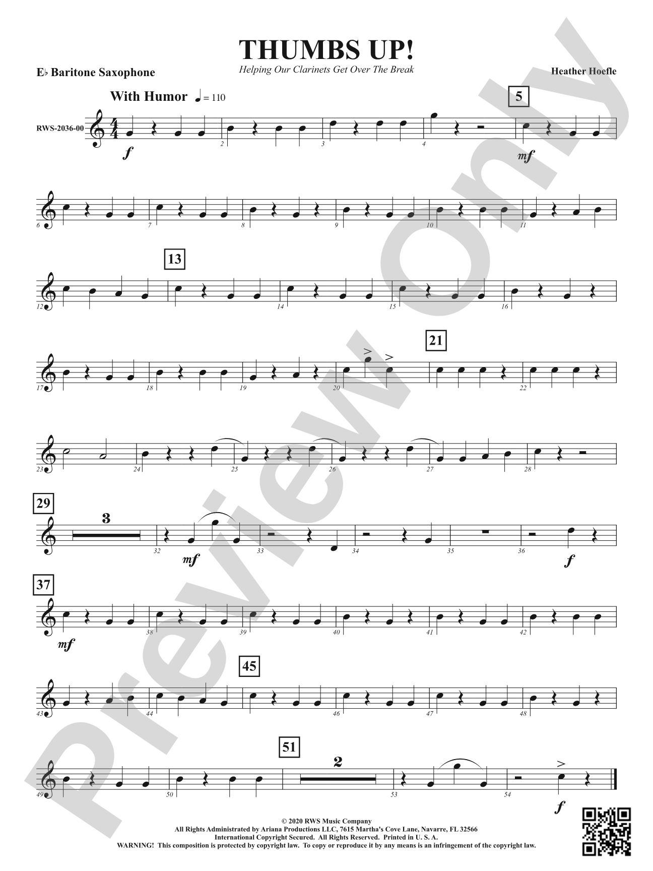 Thumbs Up! - Helping Our Clarinets Get Over the Break: E-flat Baritone Saxophone