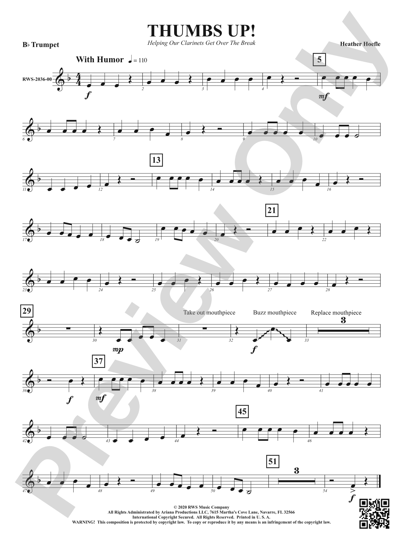 Thumbs Up! - Helping Our Clarinets Get Over the Break: 1st B-flat Trumpet