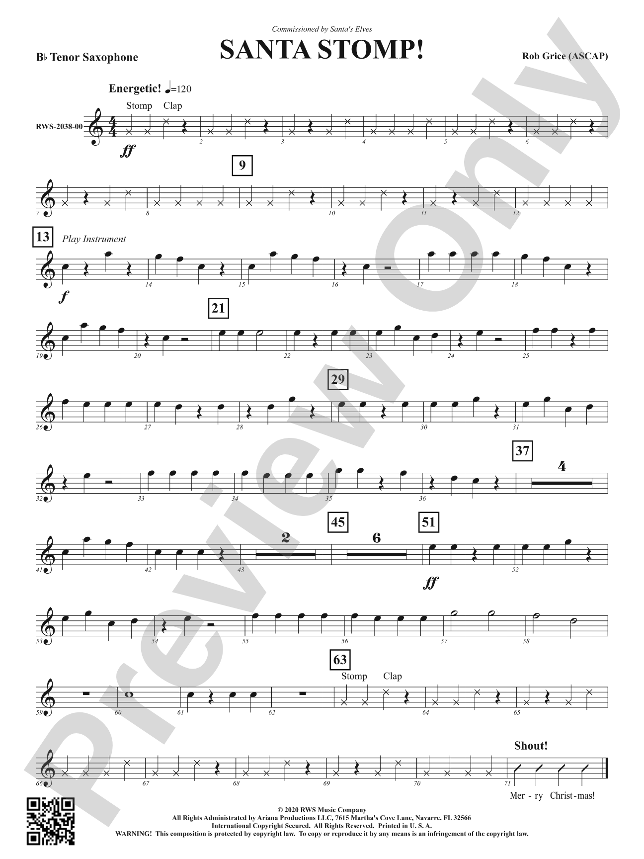 Santa Stomp!: B-flat Tenor Saxophone