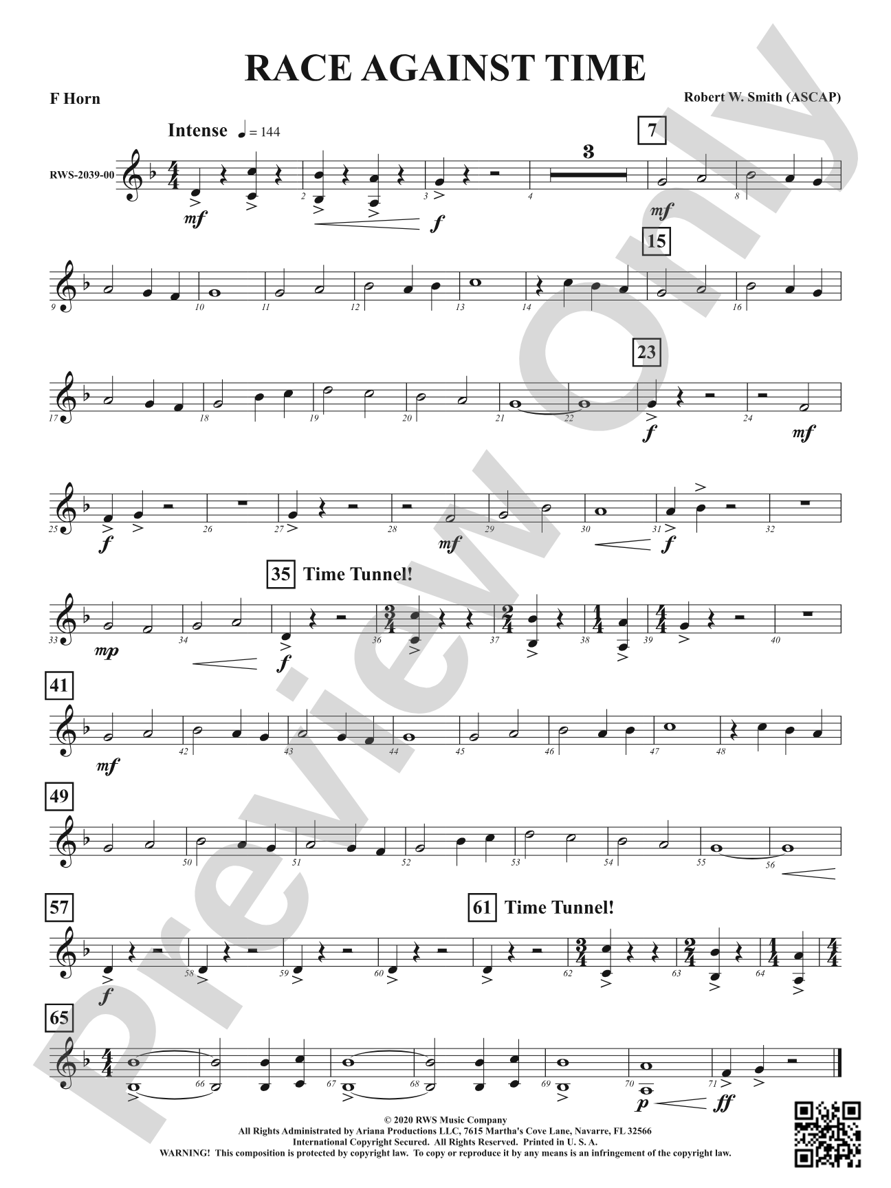 Race Against Time: 1st F Horn