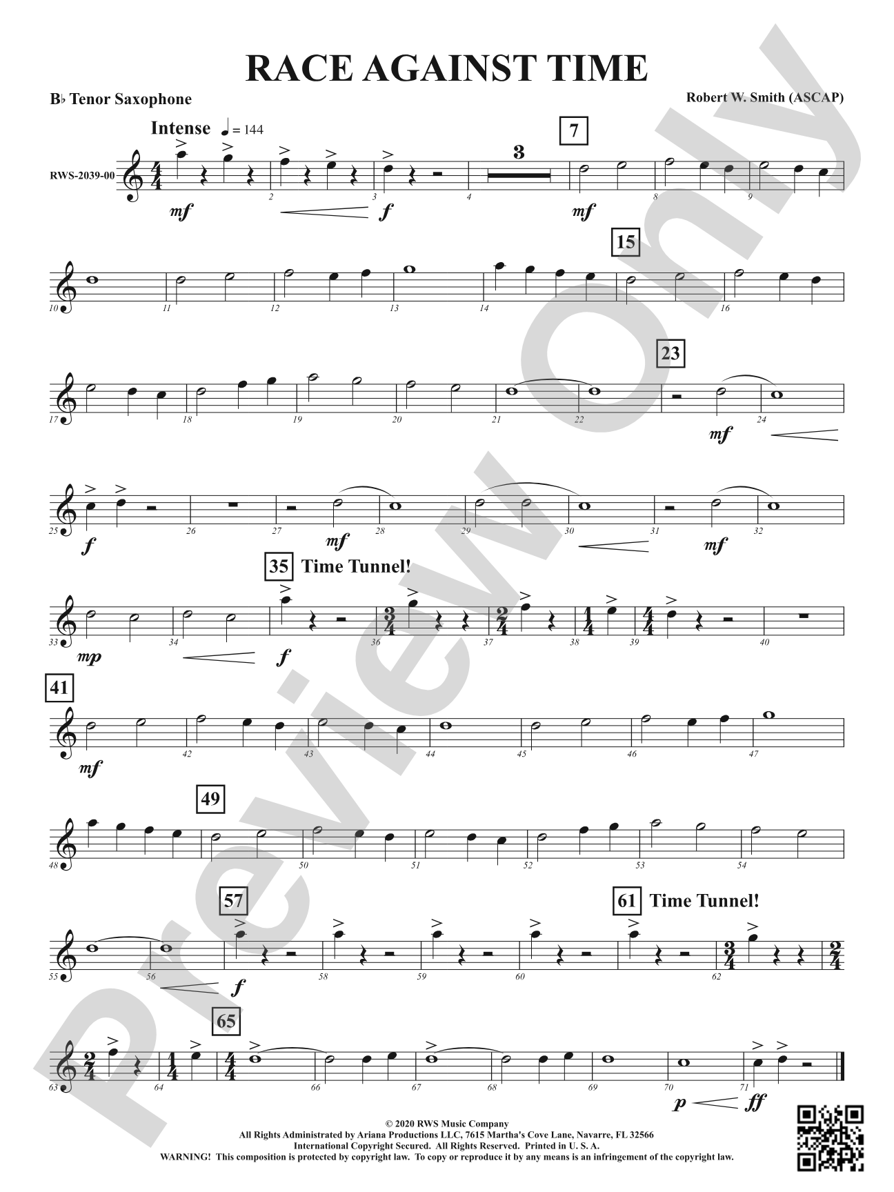 Race Against Time: B-flat Tenor Saxophone