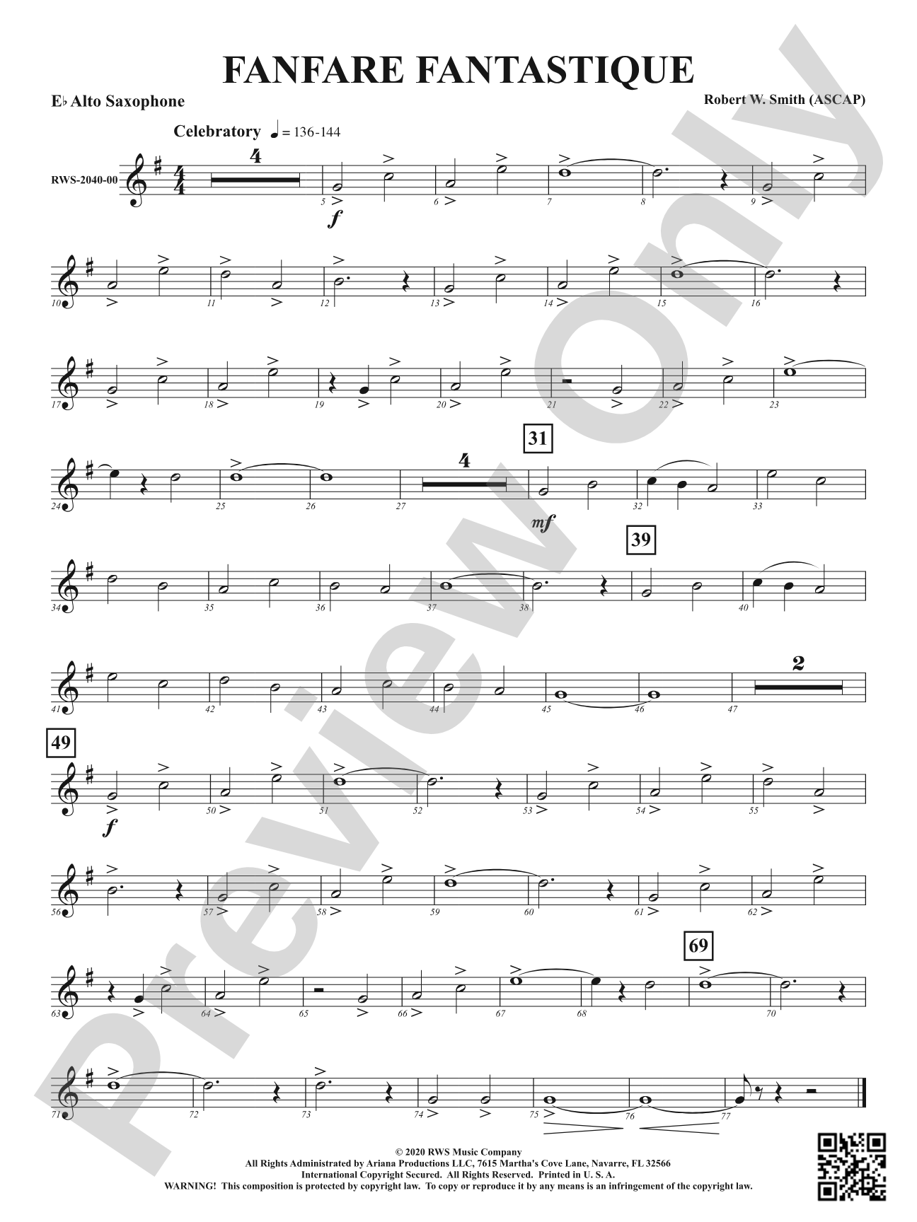 Fanfare Fantastique: 1st E-flat Alto Saxophone
