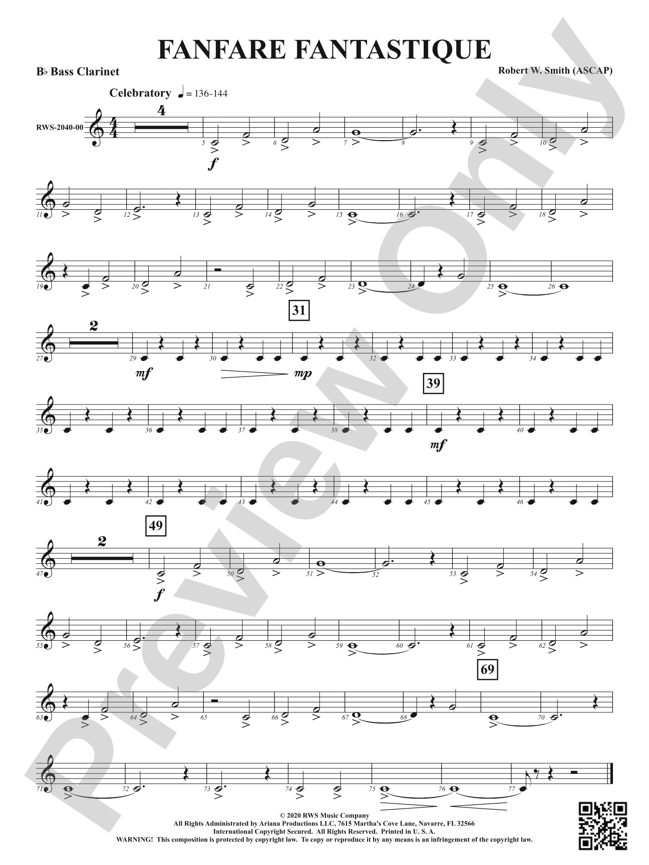 Fanfare Fantastique: B-flat Bass Clarinet