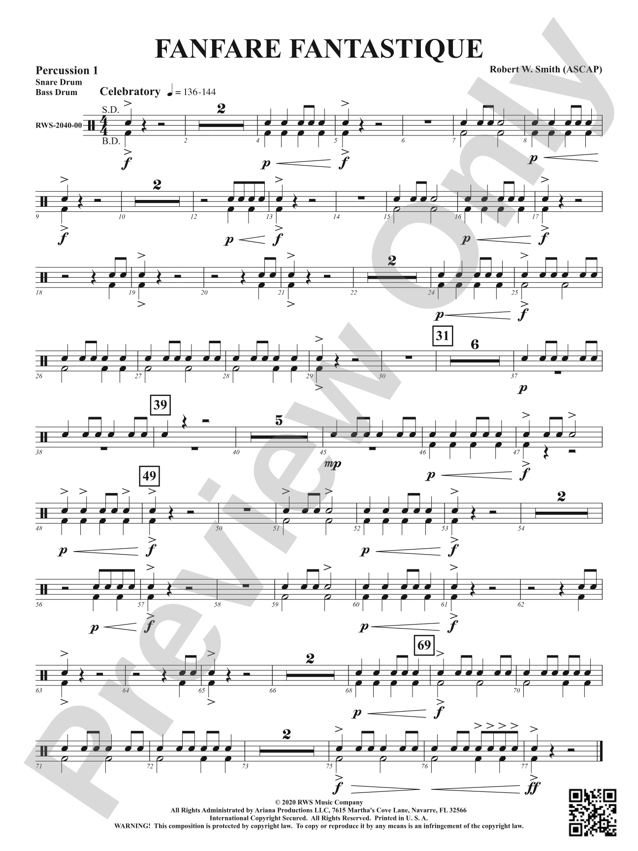 Fanfare Fantastique: 1st Percussion
